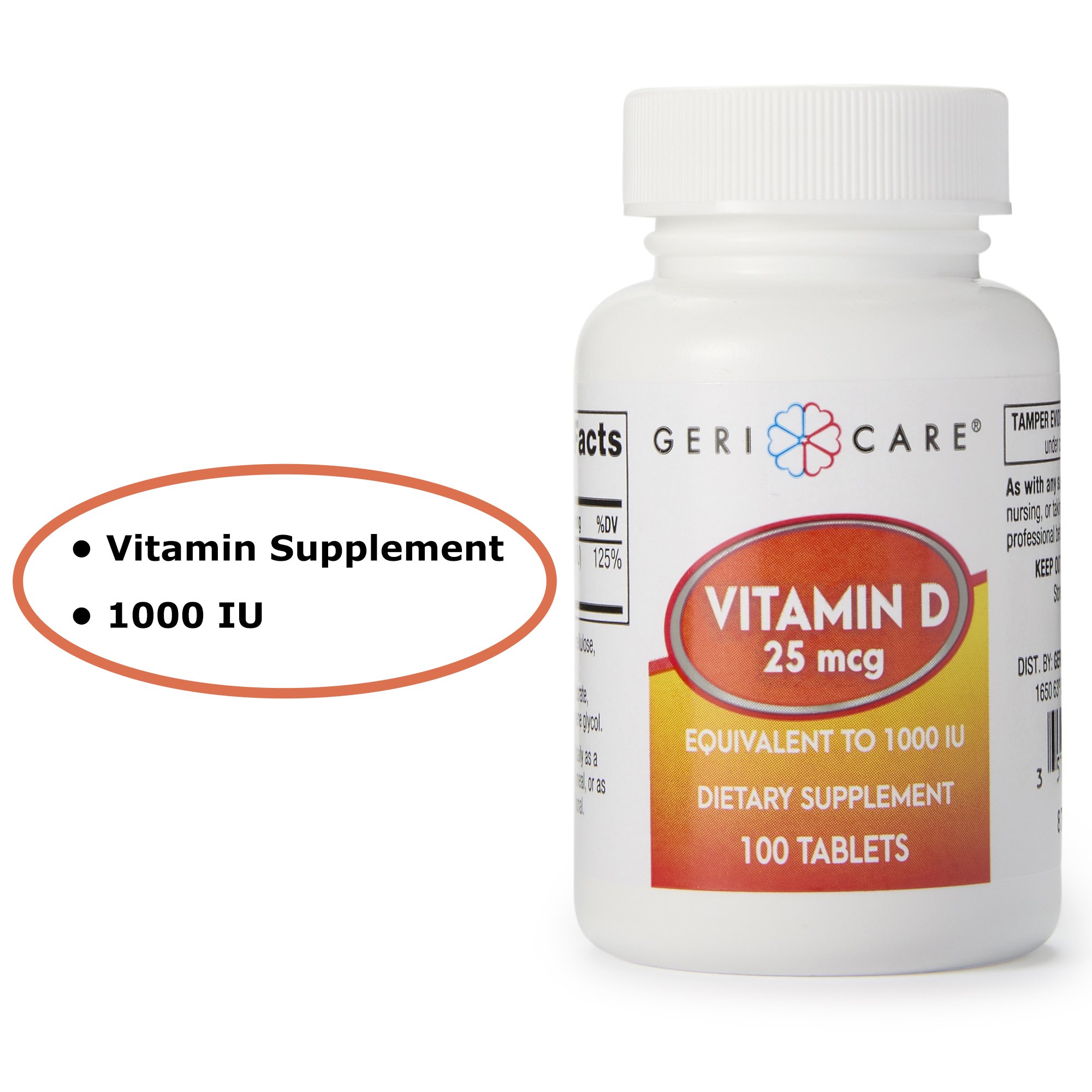 Geri-Care 876-01-GCP - Geri-Care® Vitamin D-3 Supplement - 1/Bottle, 12/Case