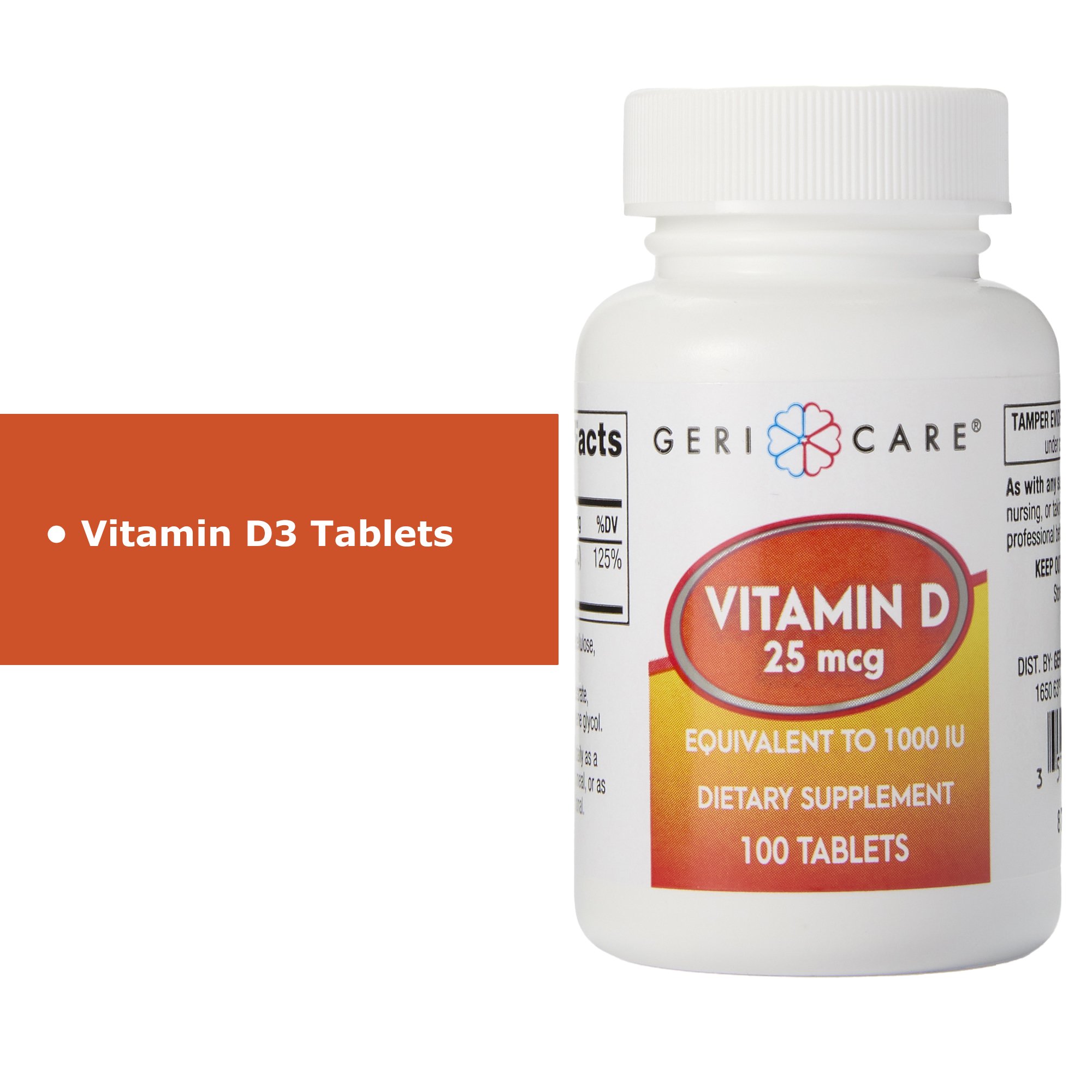 Geri-Care 876-01-GCP - Geri-Care® Vitamin D-3 Supplement - 1/Bottle, 12/Case