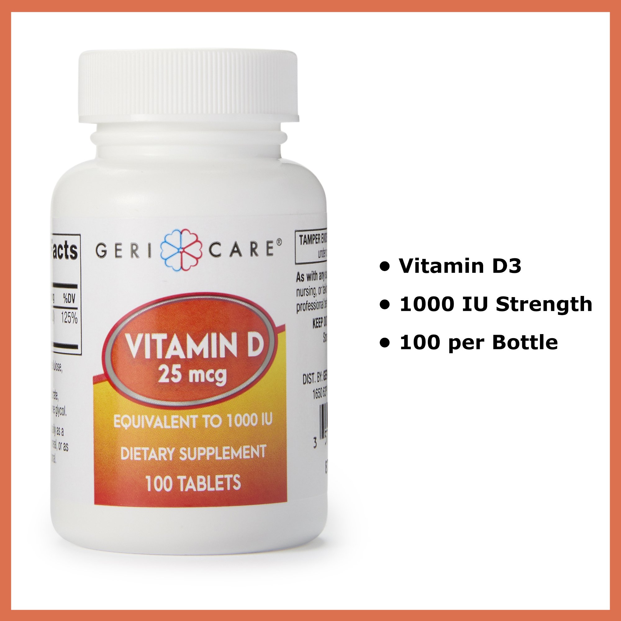 Geri-Care 876-01-GCP - Geri-Care® Vitamin D-3 Supplement - 1/Bottle, 12/Case