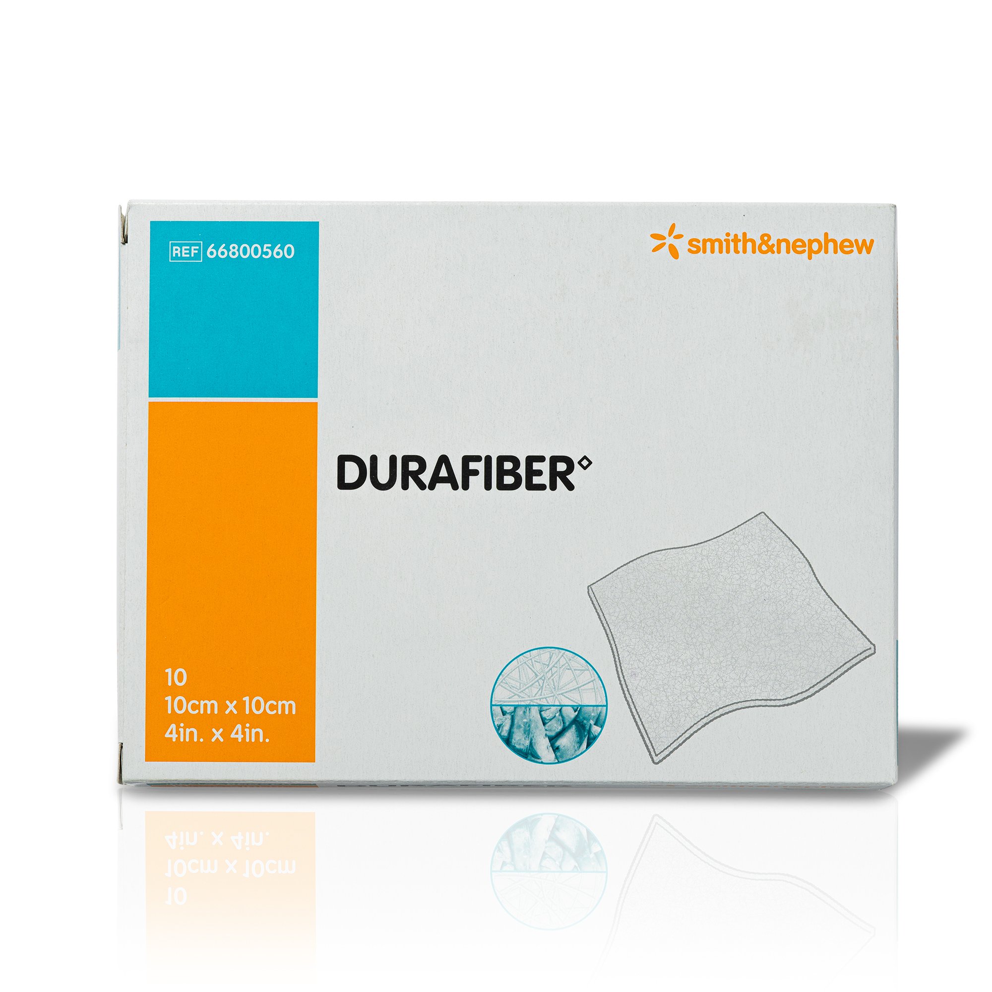 Smith & Nephew 66800560 - Durafiber Gelling Fiber Wound Dressing, 4 x 4 Inch - 1/Each, 10/Box, 120/Case