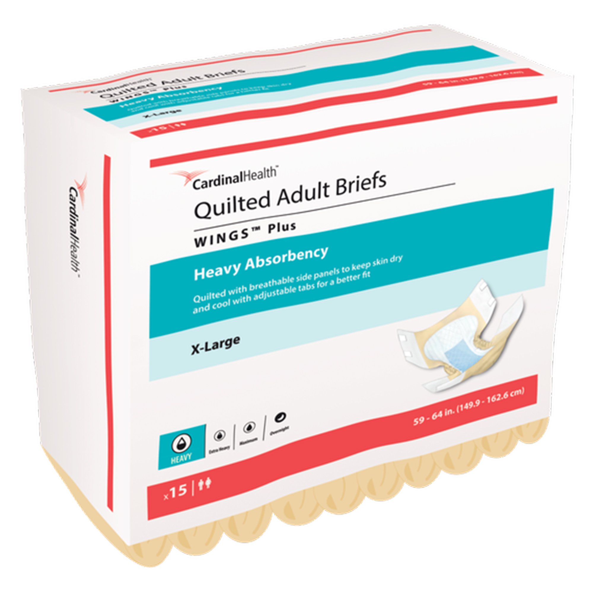 Cardinal - 66035 Wings™ Plus Quilted Heavy Absorbency Incontinence Brief