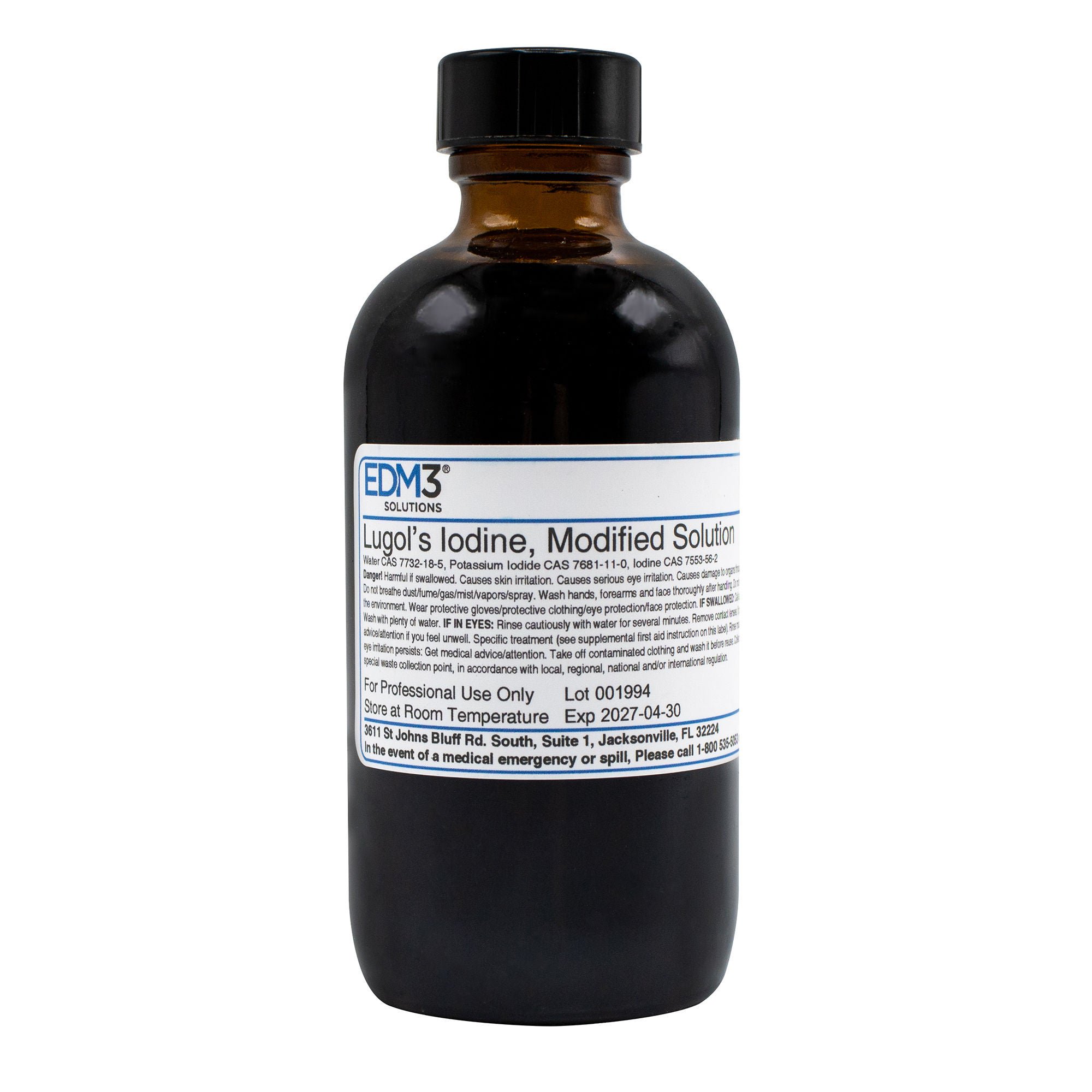 EDM 3 LLC - 400717 Modified Lugol's Iodine Stain, 2.1% EDM3® 4 oz.