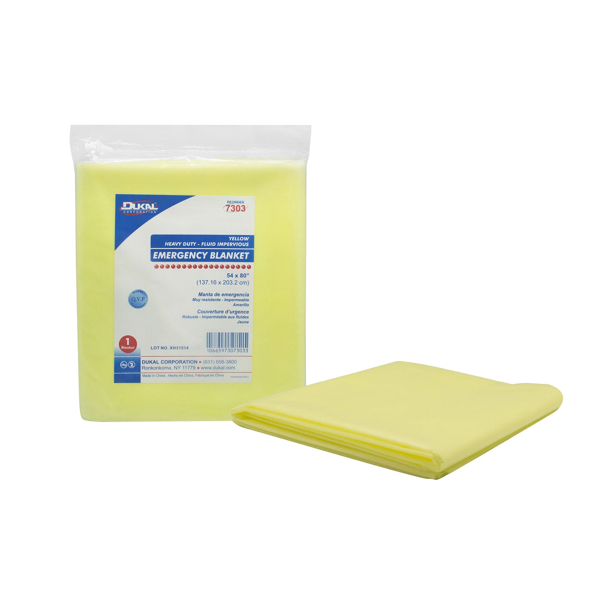 Dukal - 7303 Emergency Blanket Dukal 54 X 80 Inch Poly Coated Spunbond Yellow