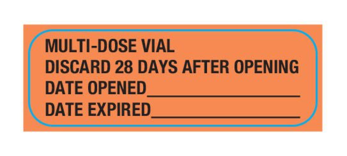 United Ad Label - UL353591V Pre-Printed Label UAL™ Anesthesia Label Fluorescent Red Paper Mutildose Syringe Label 1/2 X 1-1/2 Inch