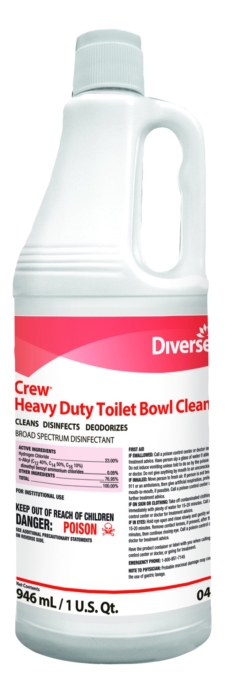 Essendant Co-United Stationers - DVO04560 Toilet Bowl Cleaner Diversey™ Crew® Heavy Duty Acid Based Manual Squeeze Liquid 32 oz. Bottle Mint Scent NonSterile
