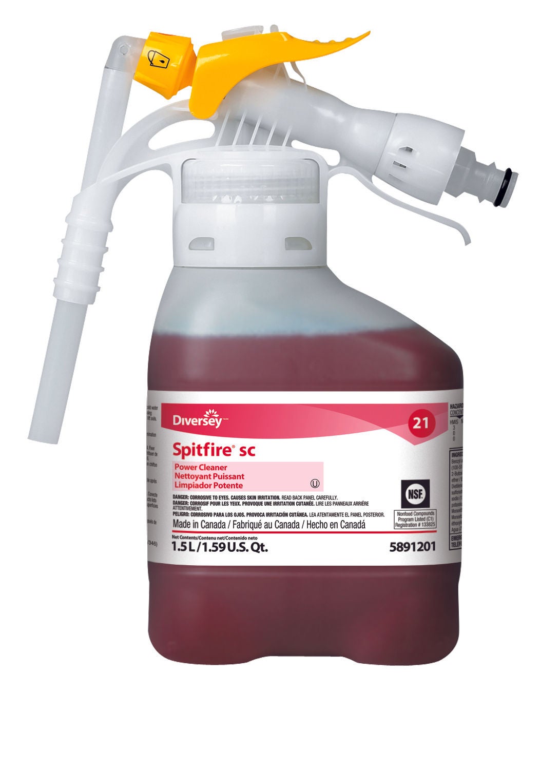 Essendant Co-United Stationers - DVS95891201 Surface Cleaner Diversey™ Spitfire® SC Alcohol Based RTD® Dispensing System Liquid Concentrate 1.5 Liter Bottle Pine Scent NonSterile