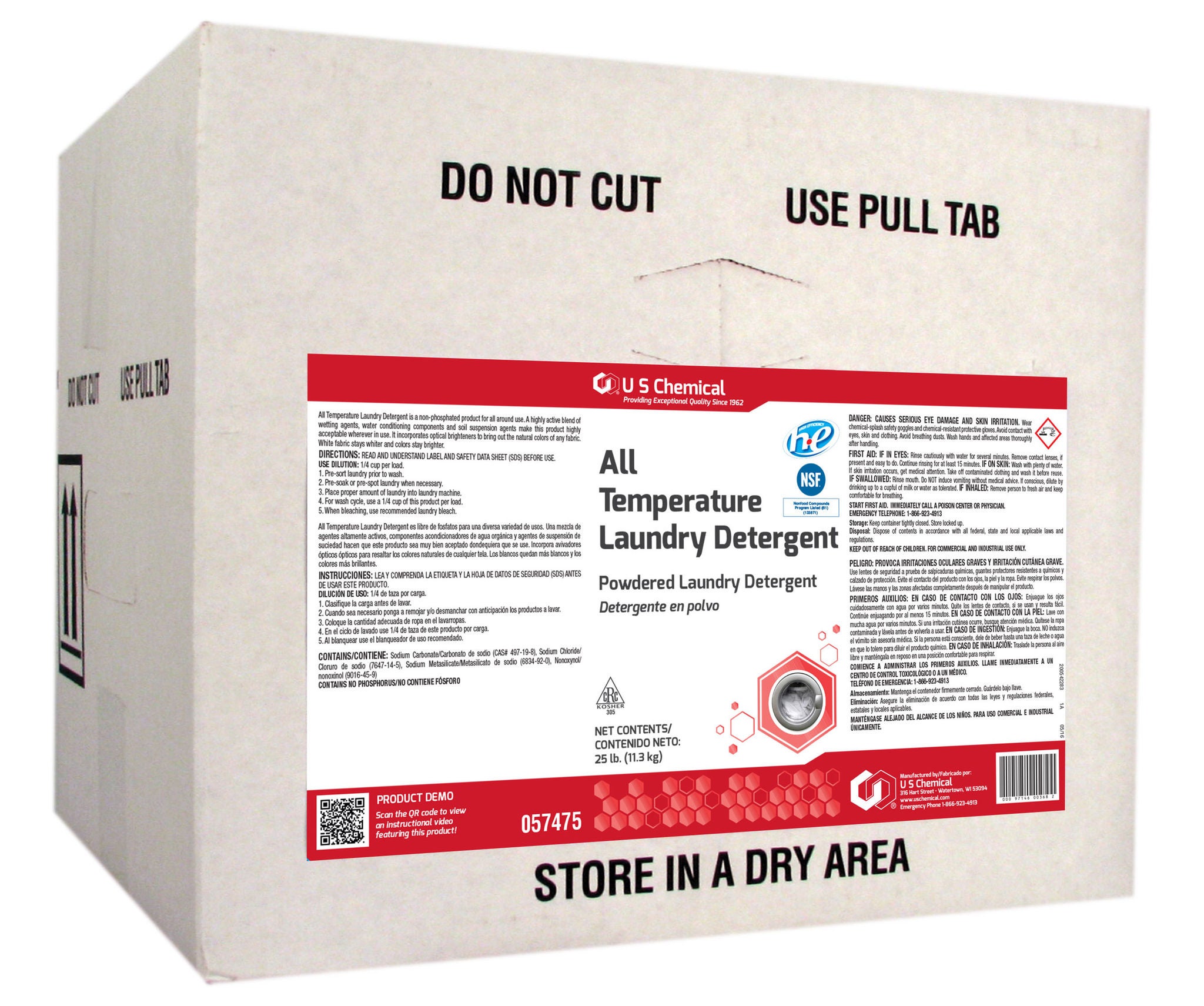 US Chemical - 9311970 Laundry Detergent All Temperature 25 lbs. Box Powder Floral Scent