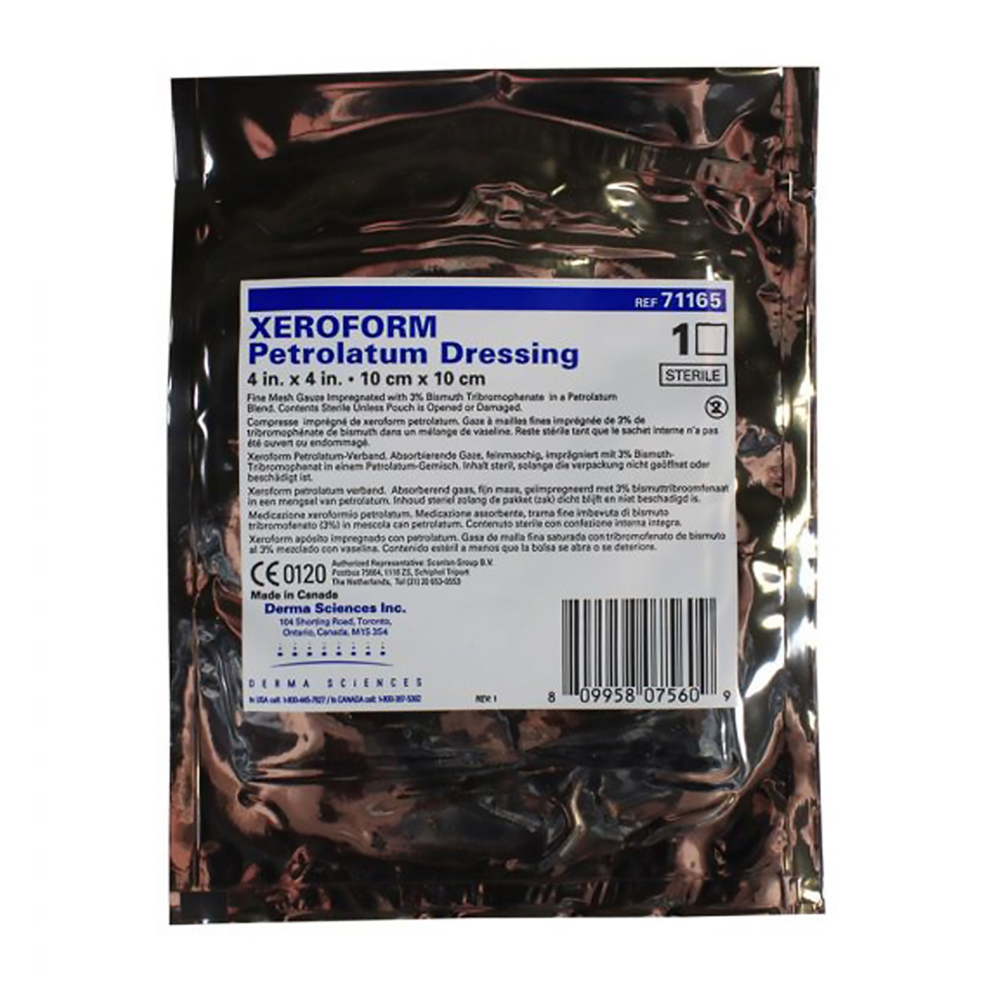 Gentell - DKC71165 Xeroform Petrolatum Impregnated Dressing Xeroform™ Square 4 X 4 Inch Sterile