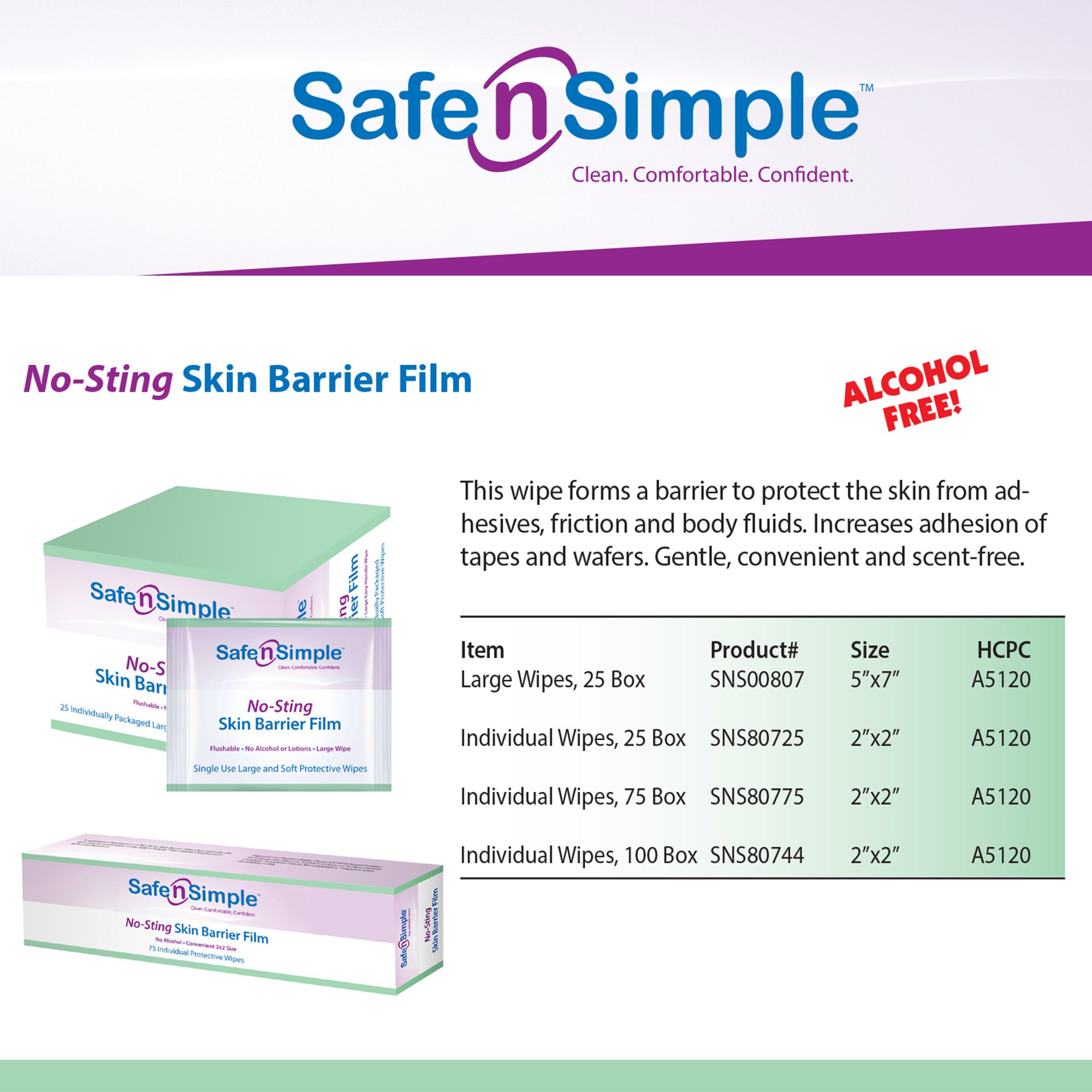Safe N Simple SNS80725 - Safe n Simple™ Barrier Wipe - 1/Each, 25/Box, 2500/Case