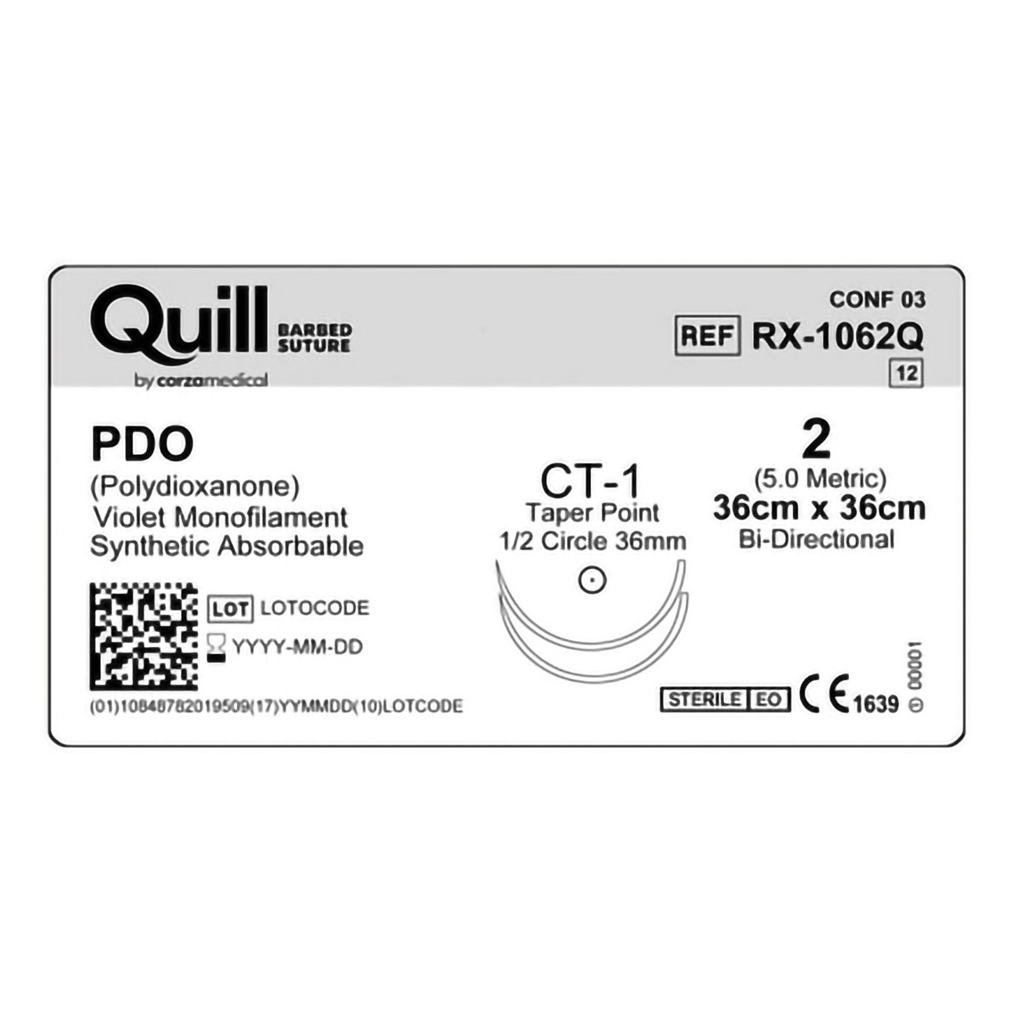 Surgical Specialties RX-1062Q - Quill™ Knotless Tissue-Closure Device Suture with Needle - 1/Box