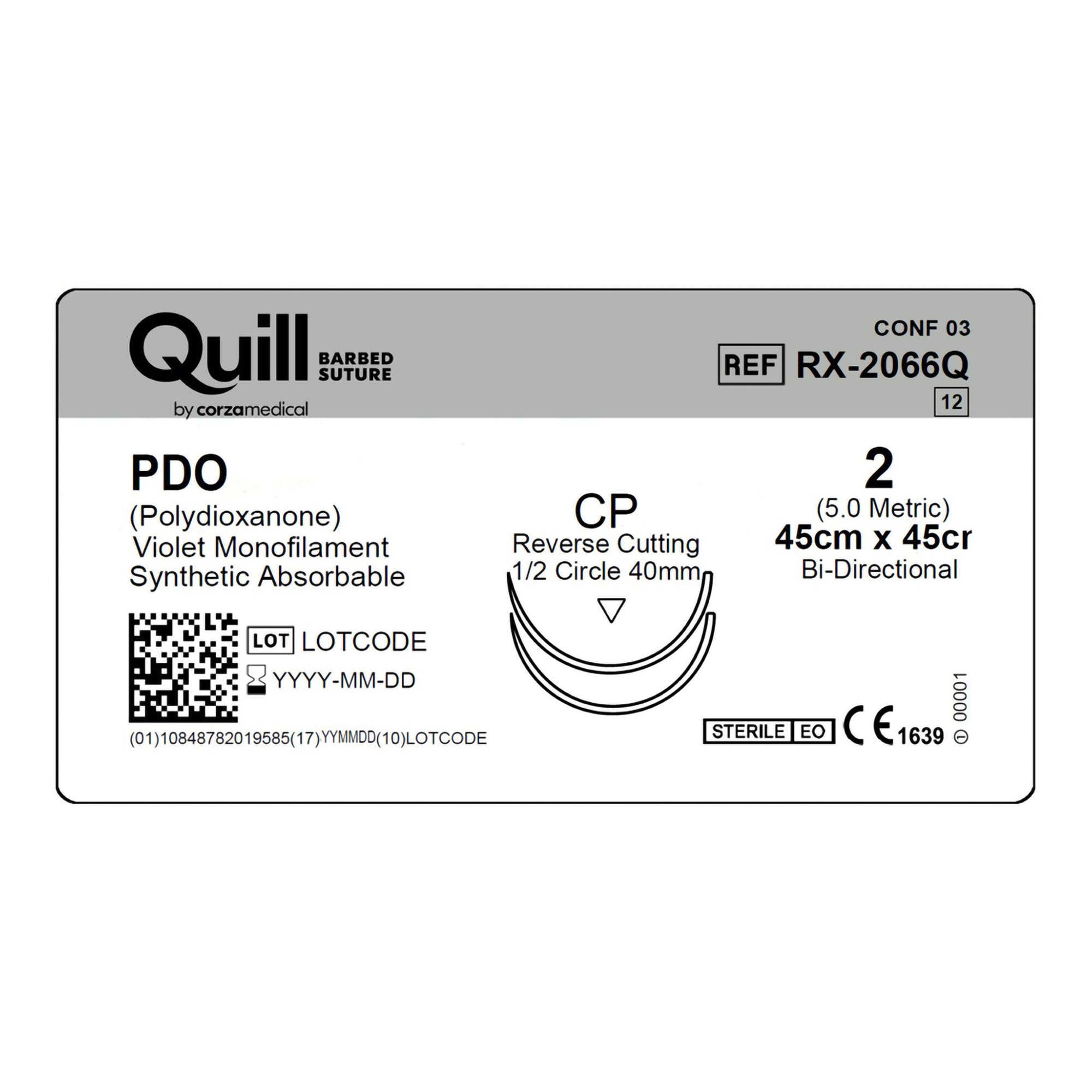 Surgical Specialties RX-2066Q - Quill™ Knotless Tissue-Closure Device Suture with Needle - 1/Box