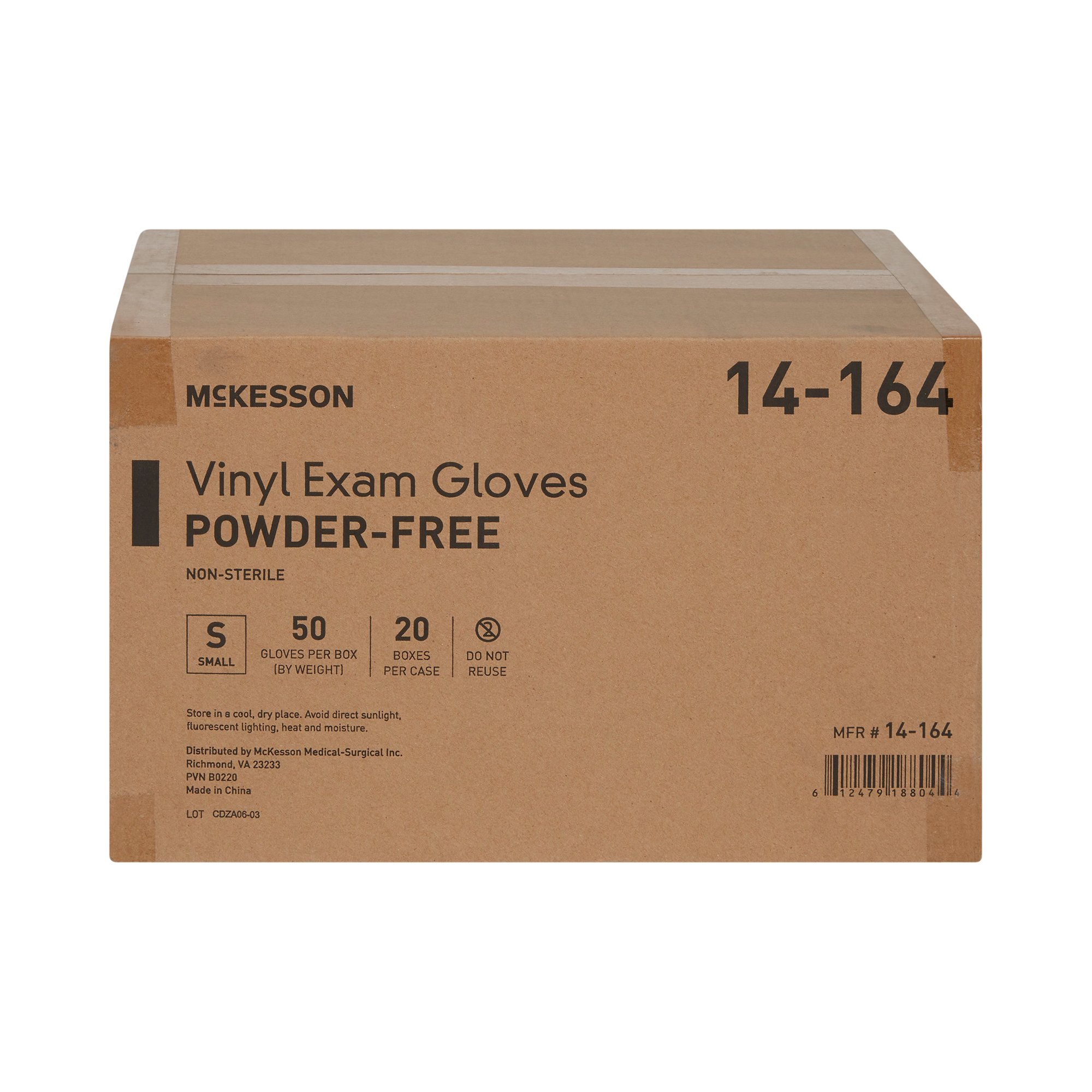 McKesson Brand 14-164 - McKesson Confiderm® Vinyl Exam Glove, Small, Clear - 50/Box, 1000/Case