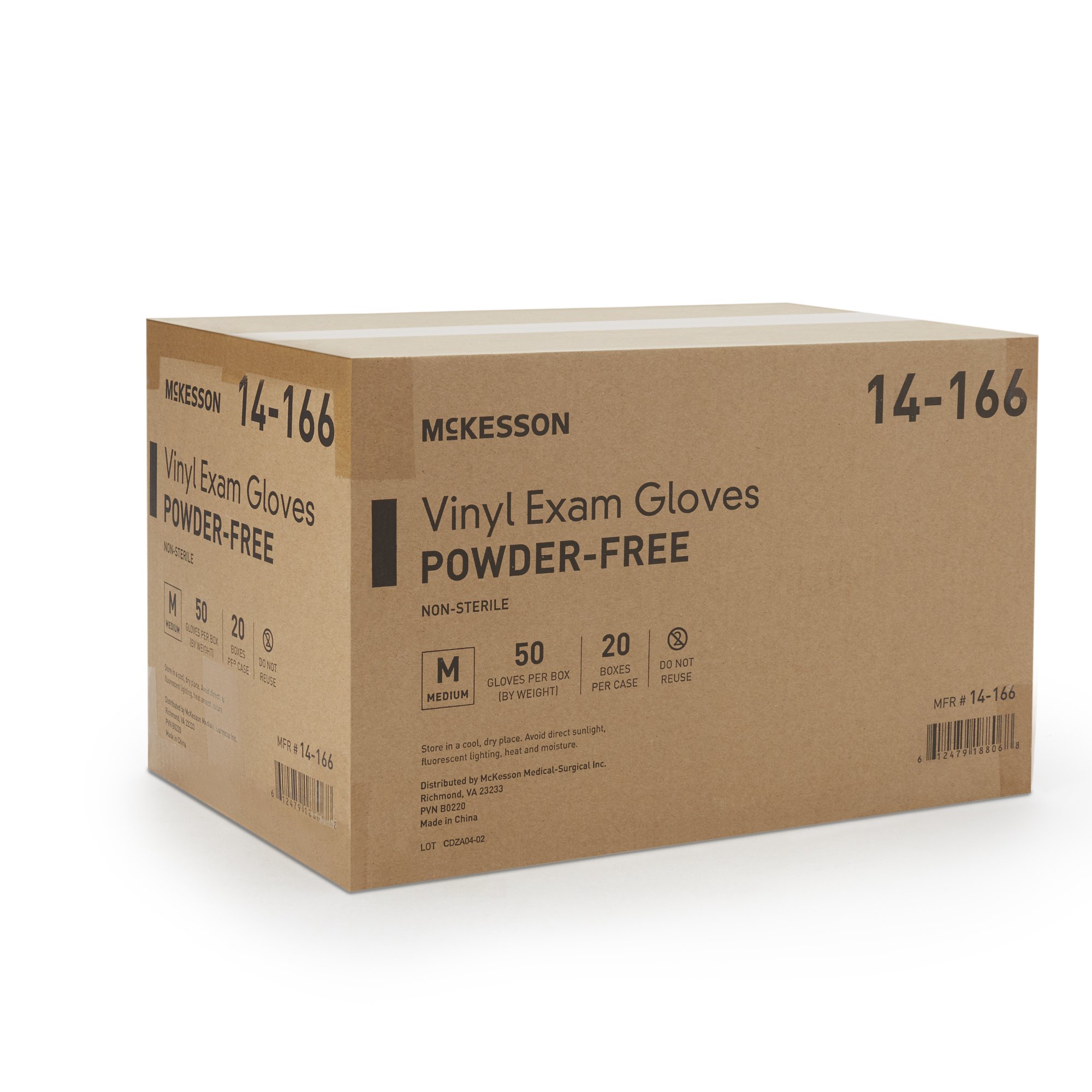 McKesson Brand 14-166 - McKesson Confiderm® Vinyl Exam Glove, Medium, Clear - 50/Box, 1000/Case