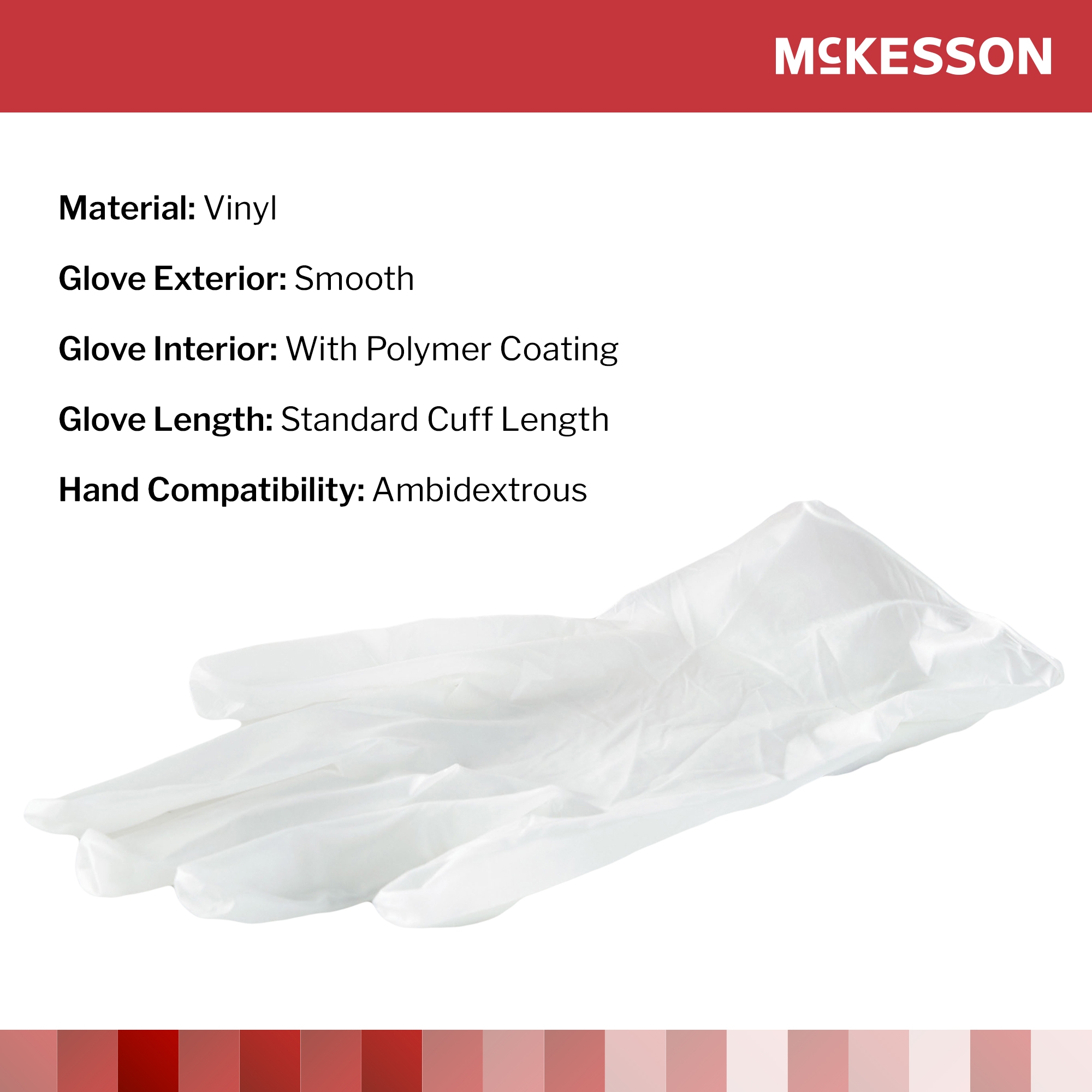 McKesson Brand 14-166 - McKesson Confiderm® Vinyl Exam Glove, Medium, Clear - 50/Box, 1000/Case