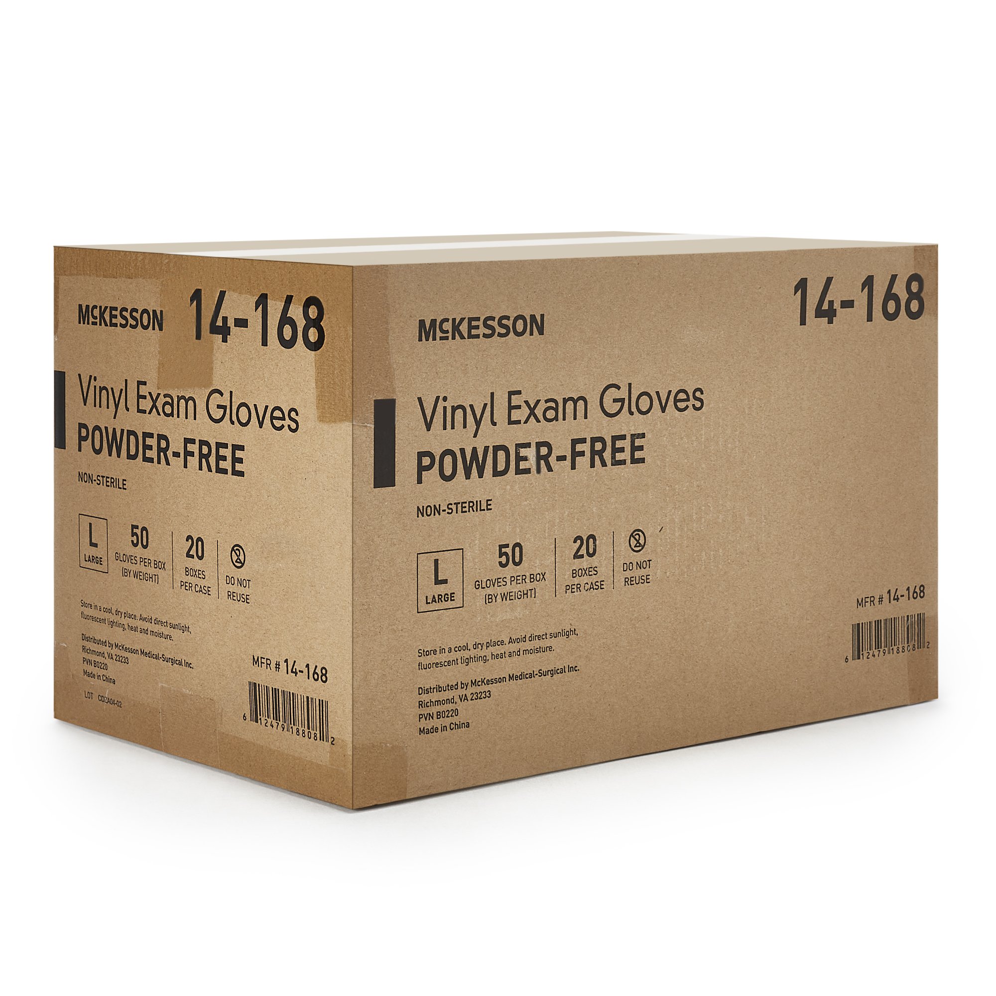 McKesson Brand 14-168 - McKesson Confiderm® Vinyl Exam Glove, Large, Clear - 50/Box, 1000/Case