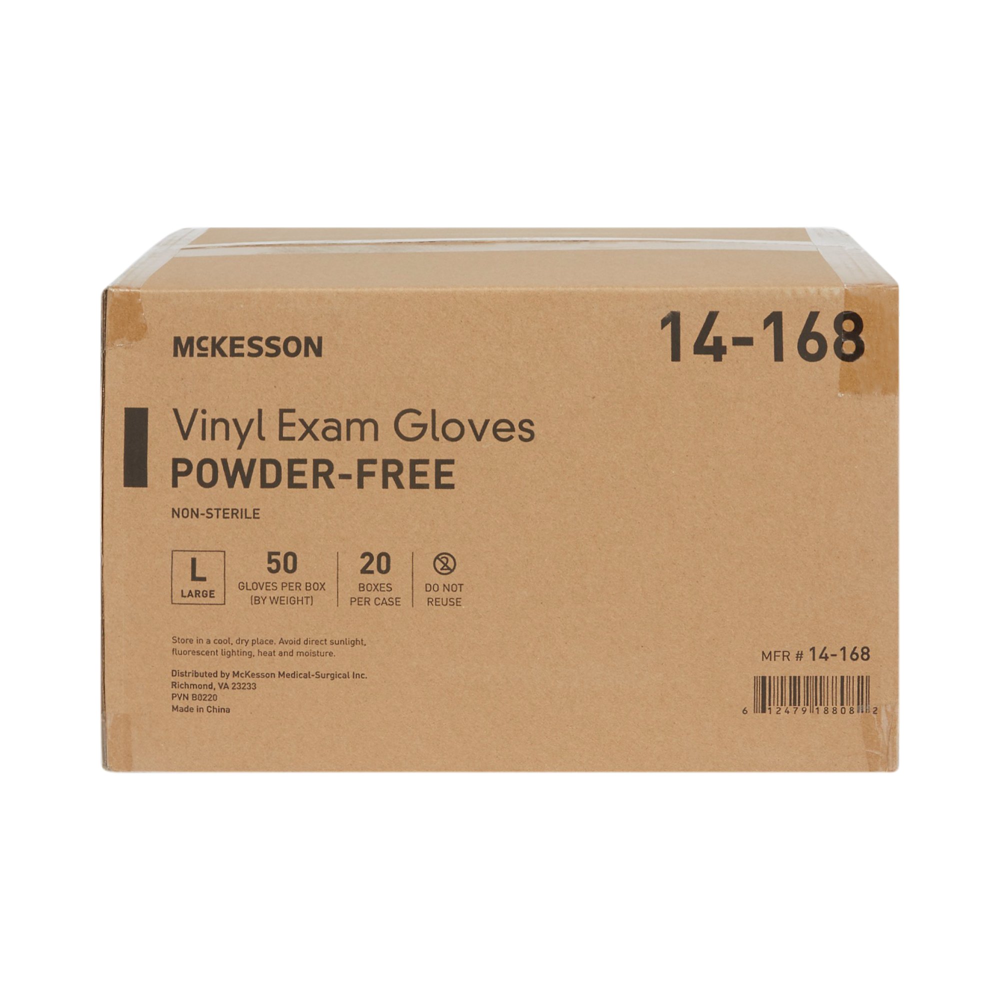 McKesson Brand 14-168 - McKesson Confiderm® Vinyl Exam Glove, Large, Clear - 50/Box, 1000/Case