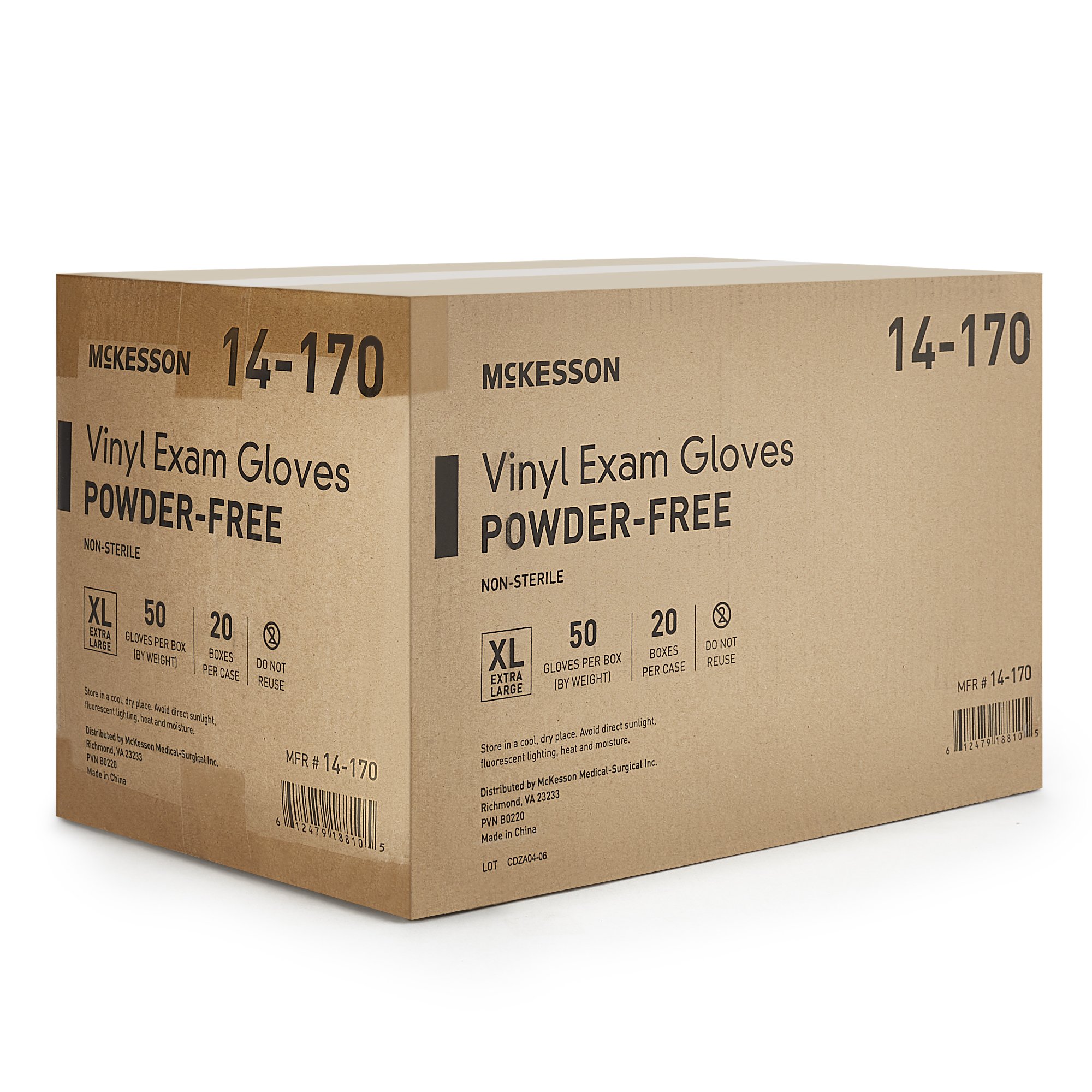 McKesson Brand 14-170 - McKesson Confiderm® Vinyl Exam Glove, Extra Large, Clear - 50/Box, 1000/Case