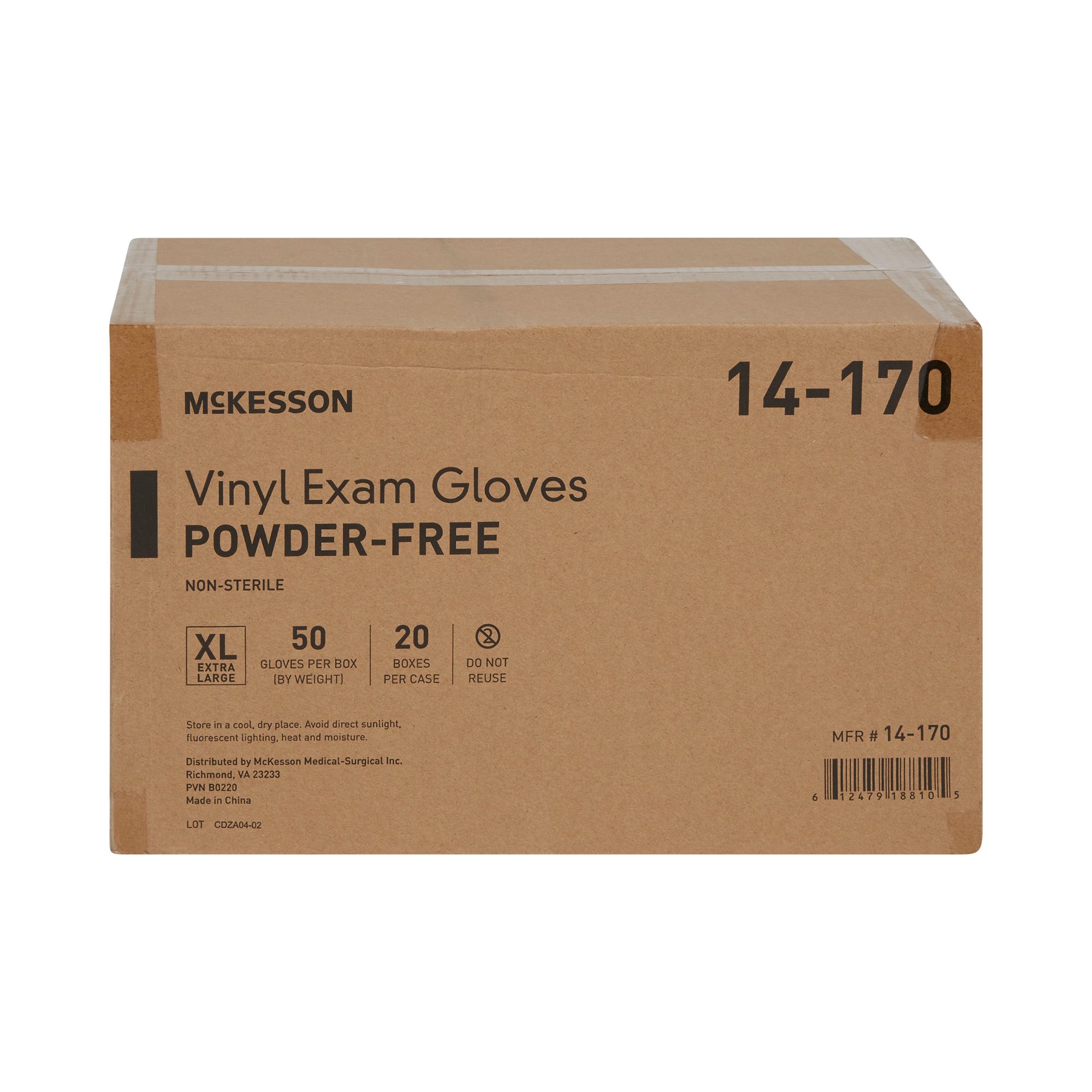 McKesson Brand 14-170 - McKesson Confiderm® Vinyl Exam Glove, Extra Large, Clear - 50/Box, 1000/Case