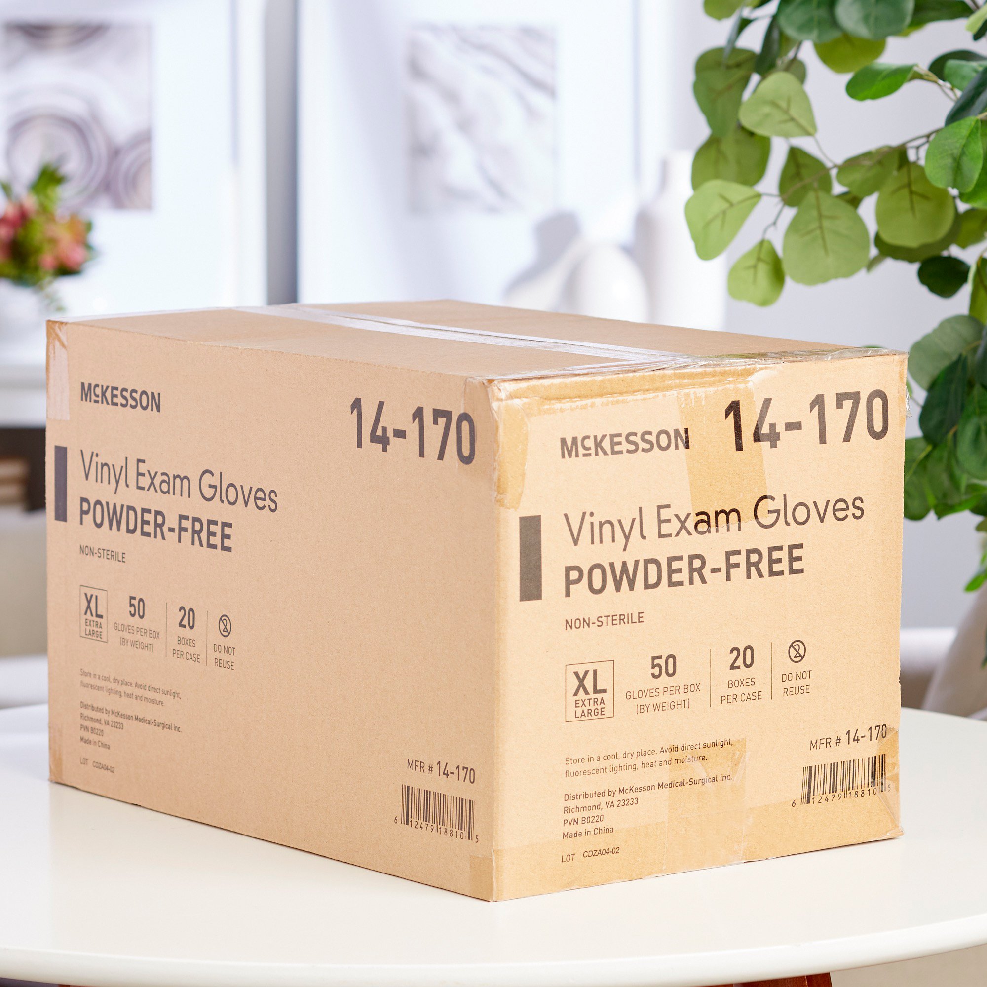 McKesson Brand 14-170 - McKesson Confiderm® Vinyl Exam Glove, Extra Large, Clear - 50/Box, 1000/Case