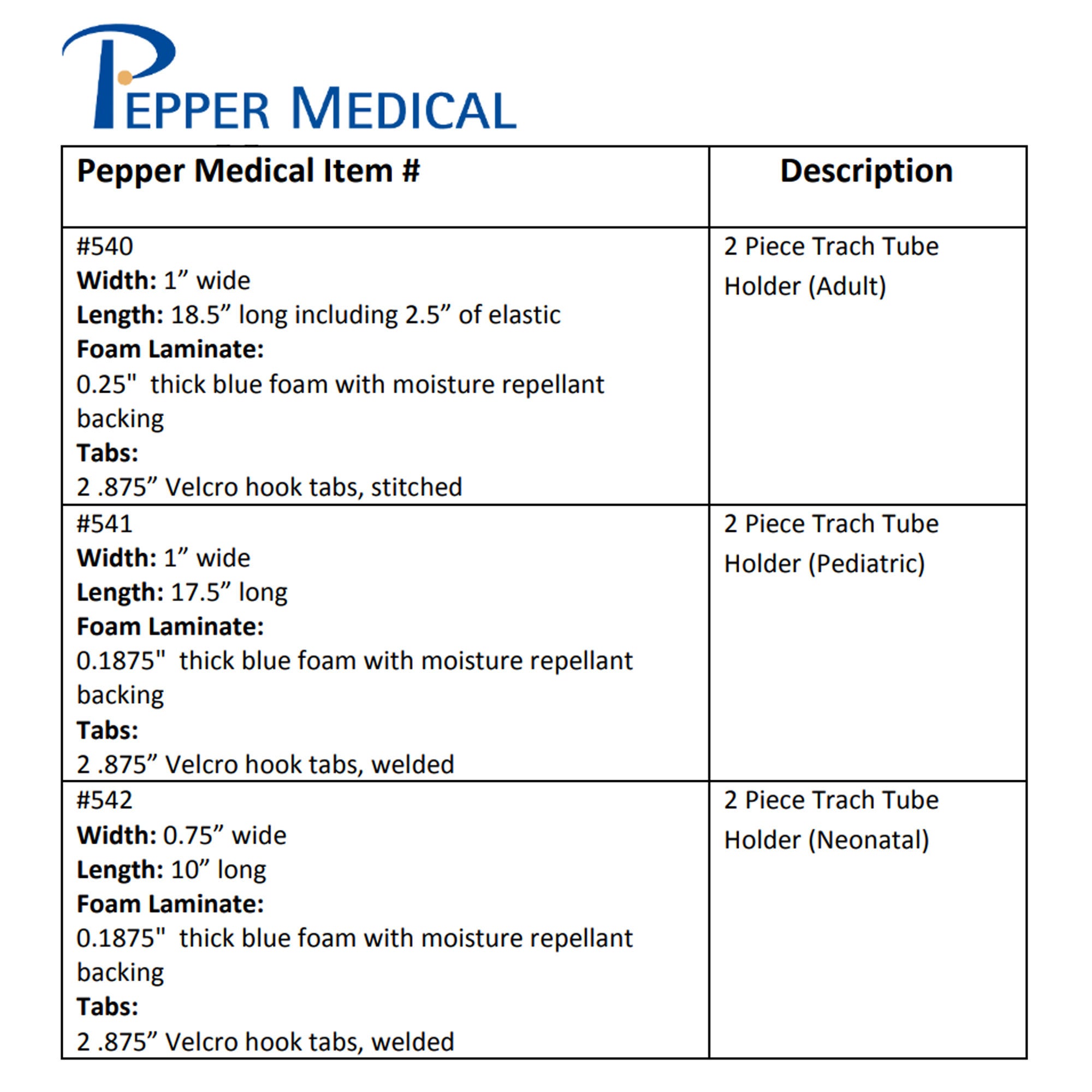Pepper Medical - 540 Tracheostomy Tube Holder TRACH-TIE® 1 X 18-1/2 Inch Pediatric / Adult