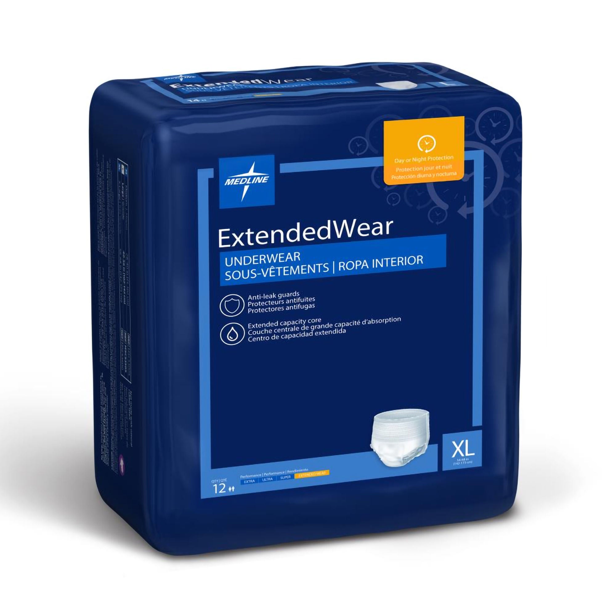 Medline - MSC53600 Absorbent Underwear FitRight® Extended Wear Pull On with Tear Away Seams Adult X-Large Unisex Disposable Heavy Absorbency