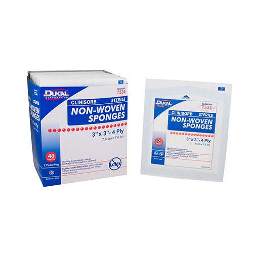 Dukal - 7334 Nonwoven Sponge Clinisorb 3 X 3 Inch 4-Ply Sterile 2 per Pack