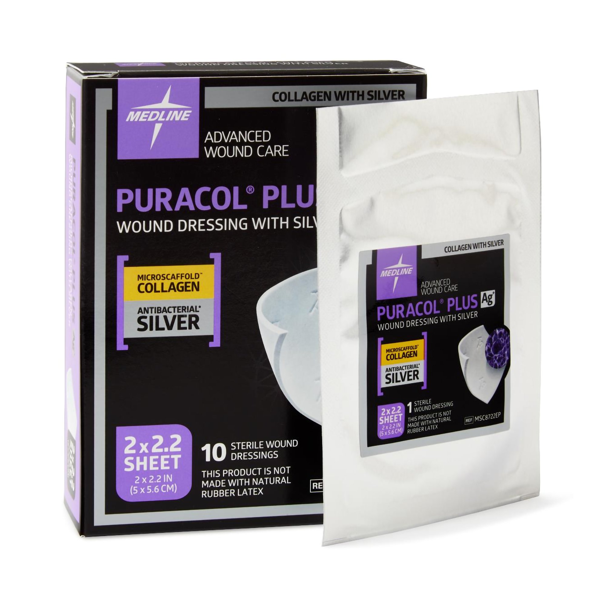 Medline - MSC8722EP Puracol® Plus AG Collagen Dressing with Silver