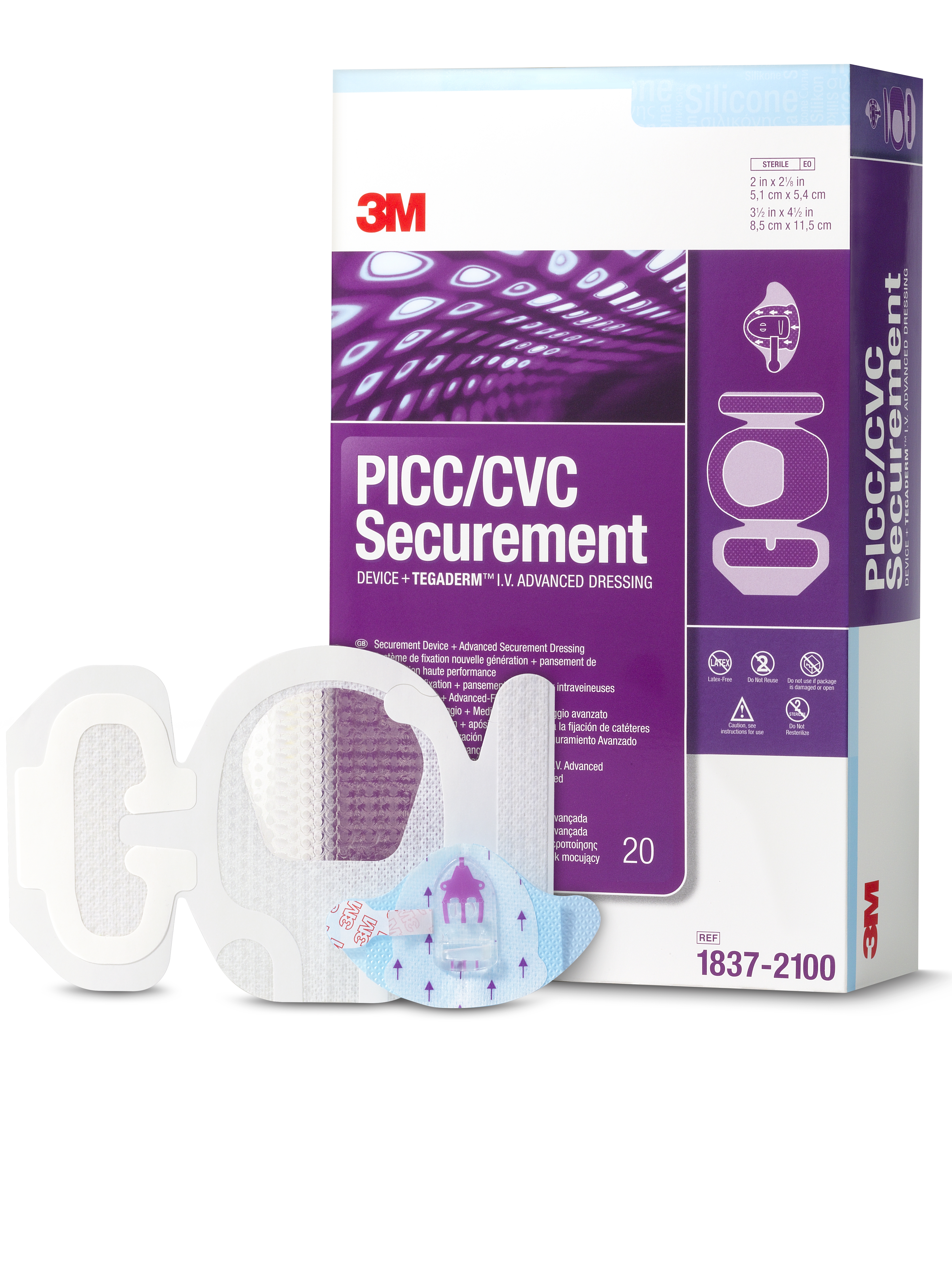 Solventum Corporation - 1837-2100 3M™ PICC / CVC Securement Device + Tegaderm™ IV Advanced Securement Dressing