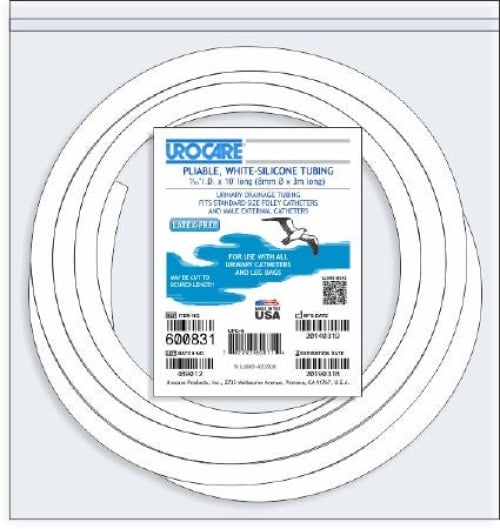 Urocare Products - 600831 Male External Catheter Tubing Uro-Con® White, Silicone, NonSterile, 0.31 Inch I.D. X 10 ft Long For Catheter Sheath