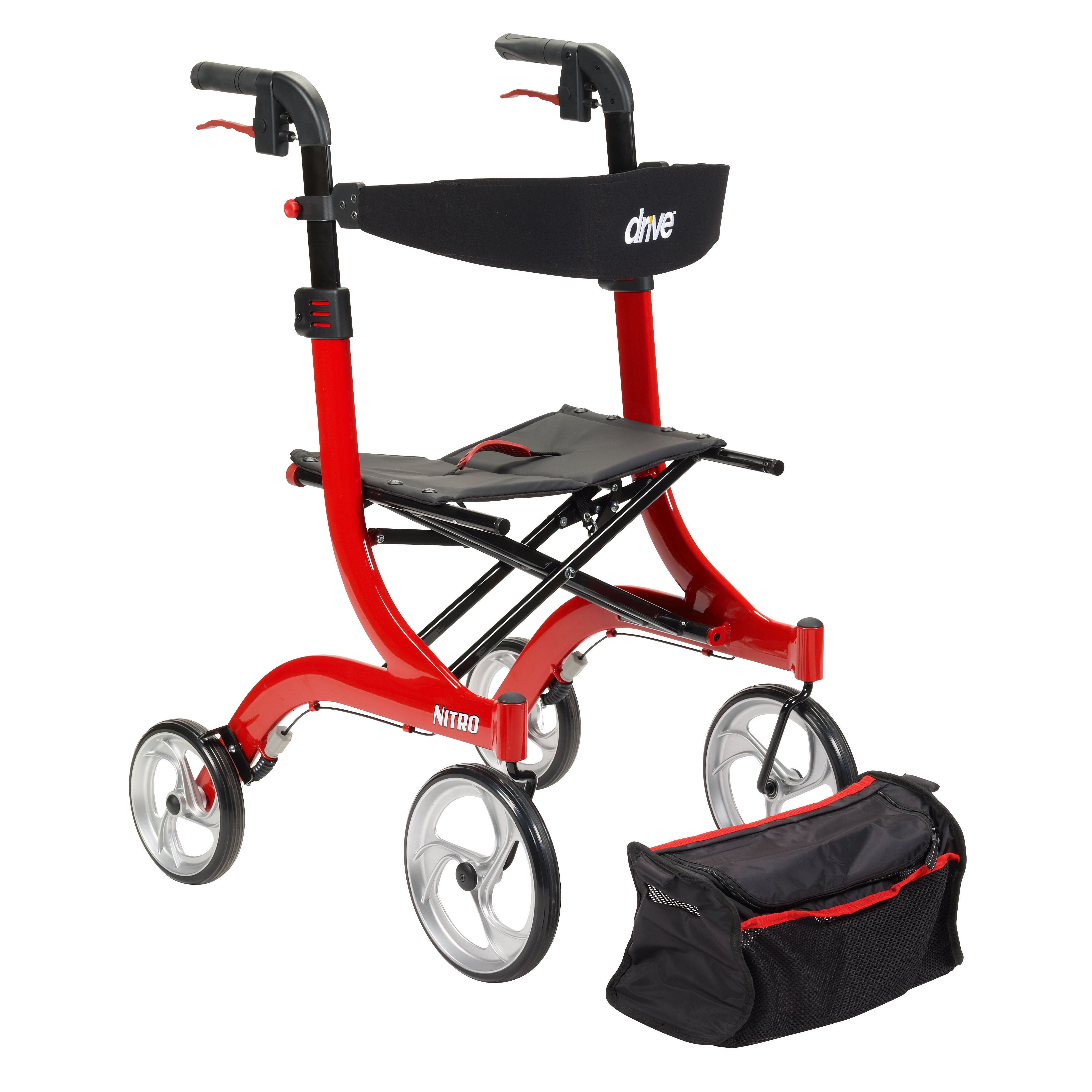 Drive DeVilbiss Healthcare RTL10266 - drive™ Nitro Four-Wheel Rollator, Red - 1/Each