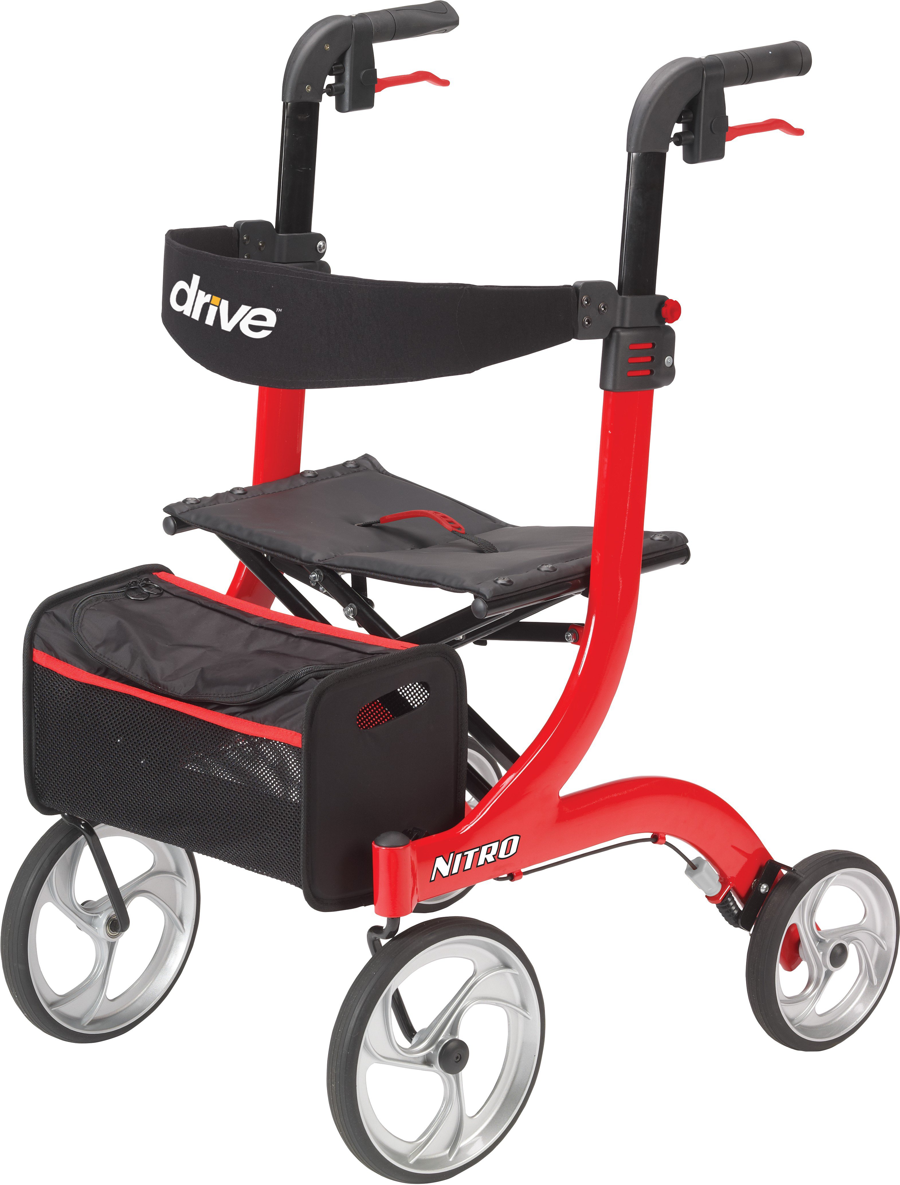 Drive DeVilbiss Healthcare RTL10266 - drive™ Nitro Four-Wheel Rollator, Red - 1/Each