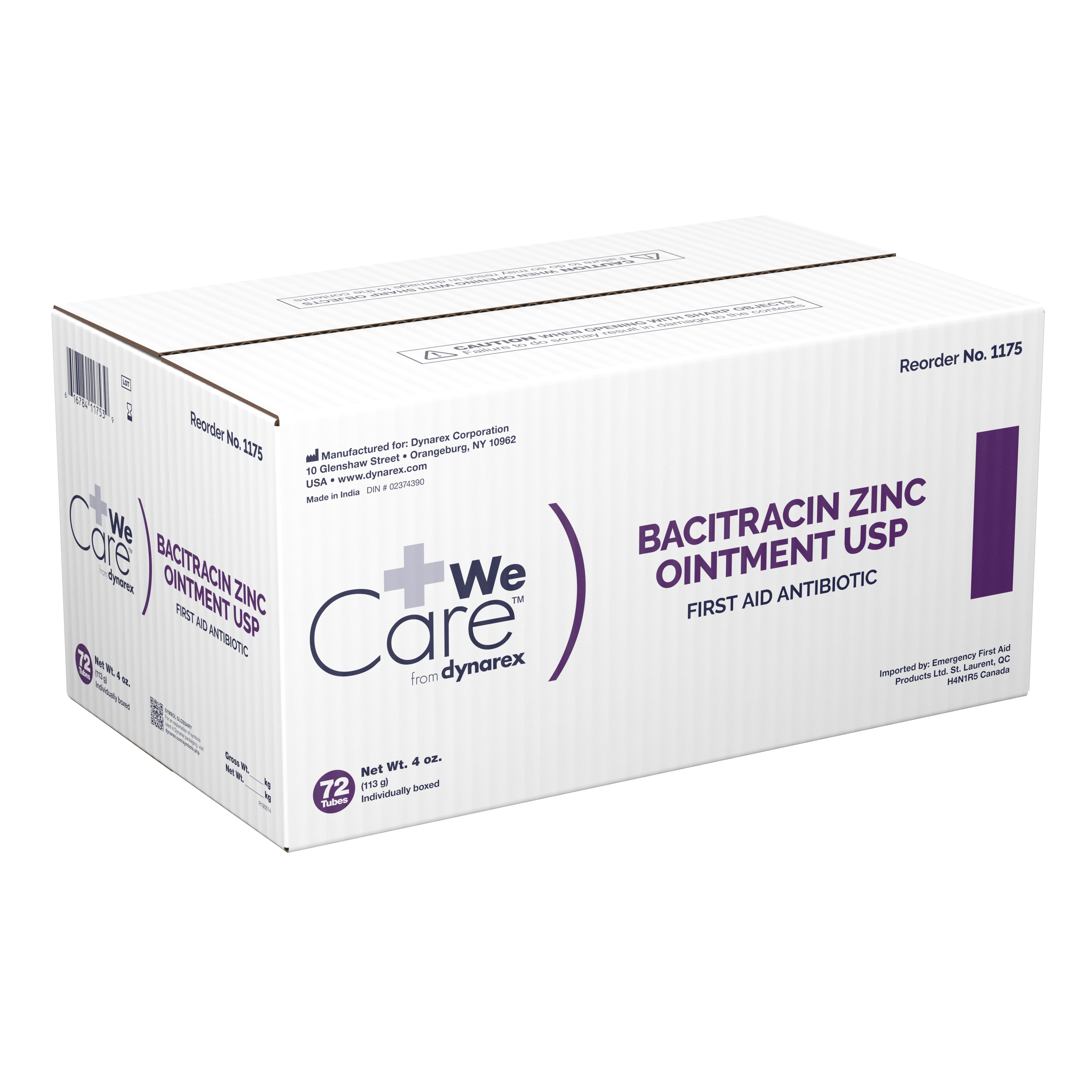 Dynarex 1175 - WeCare™ Bacitracin Zinc First Aid Antibiotic - 1/Each, 72/Case