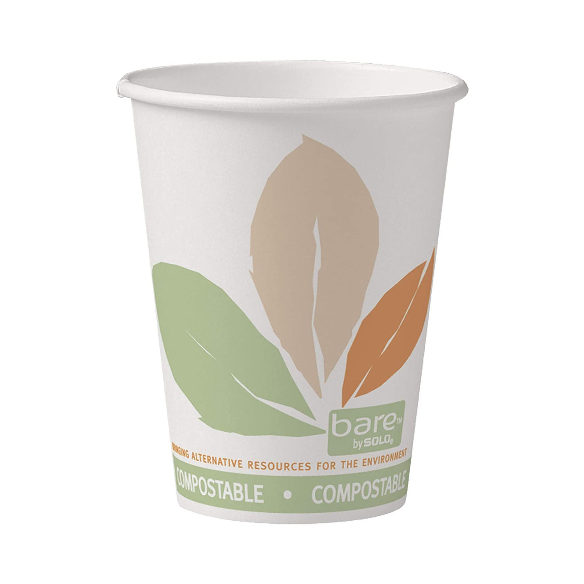 RJ Schinner Co - 412PLN-J7234 Drinking Cup Bare® Eco-Forward® 12 oz. Paper Leaf Print Disposable