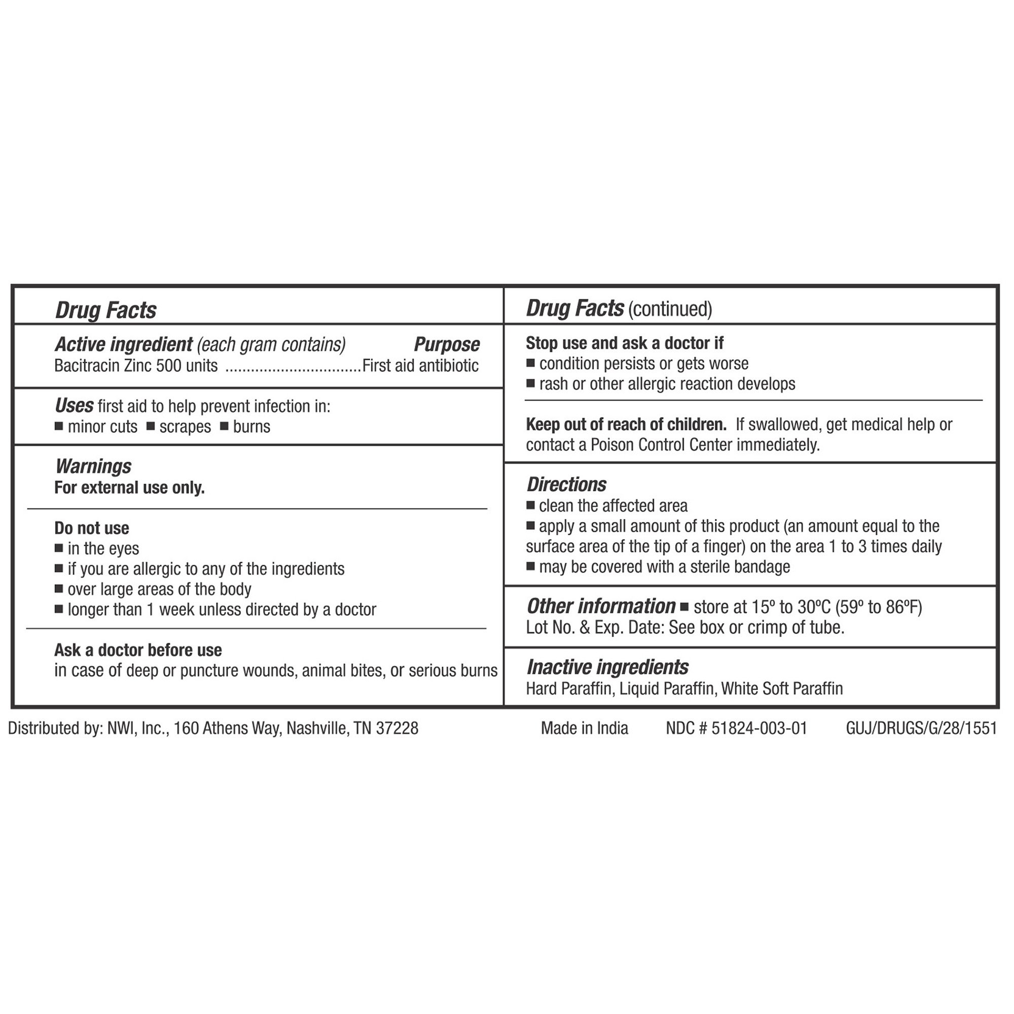 New World Imports - BAC1 CareALL® Bacitracin First Aid Antibiotic