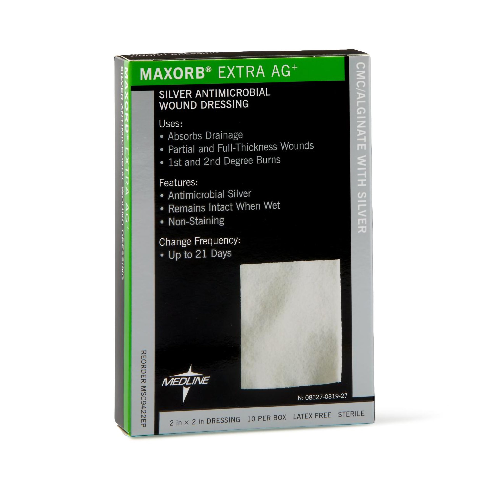Medline - MSC9422EP Maxorb® Extra Ag+ Calcium Alginate Dressing with Silver