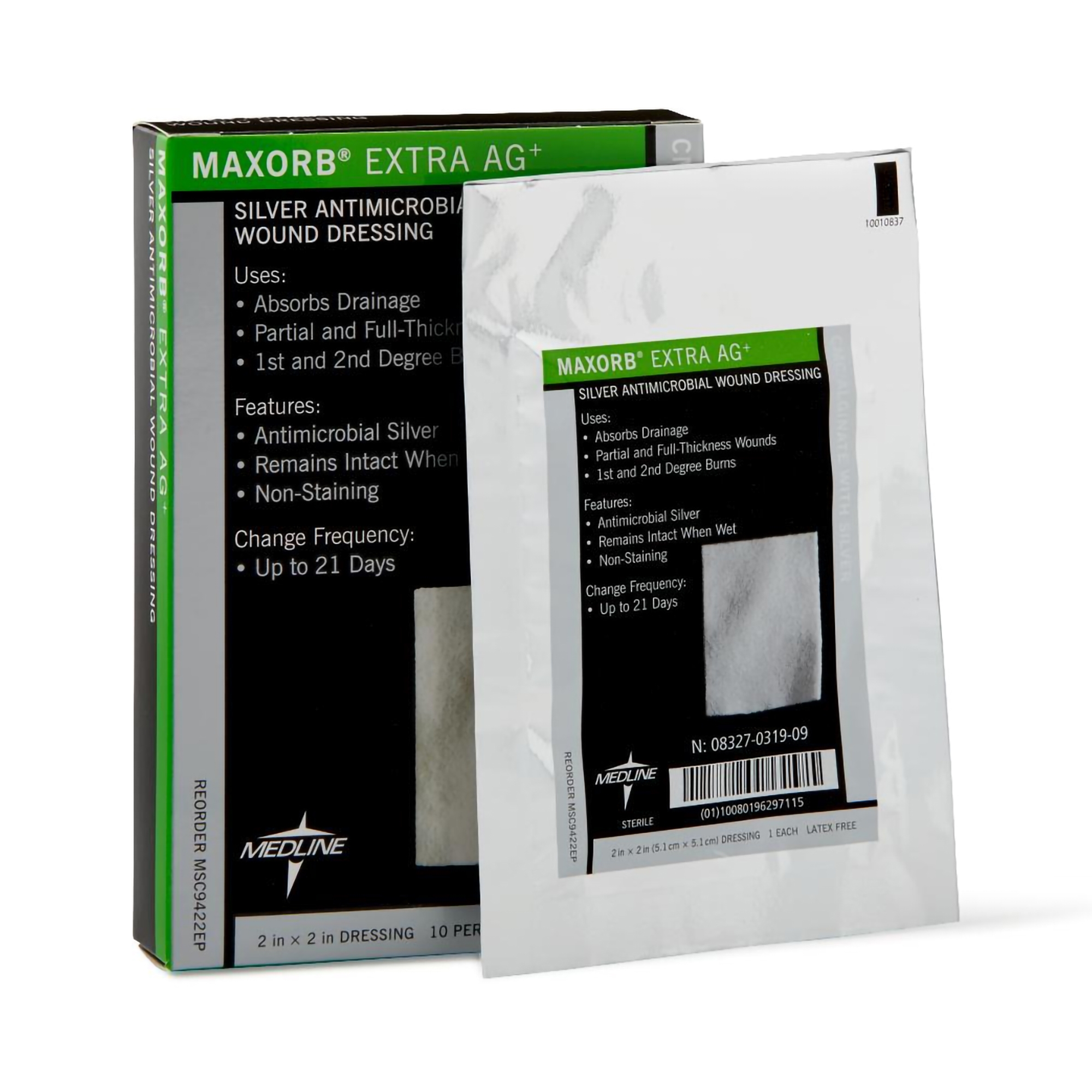 Medline - MSC9422EP Maxorb® Extra Ag+ Calcium Alginate Dressing with Silver