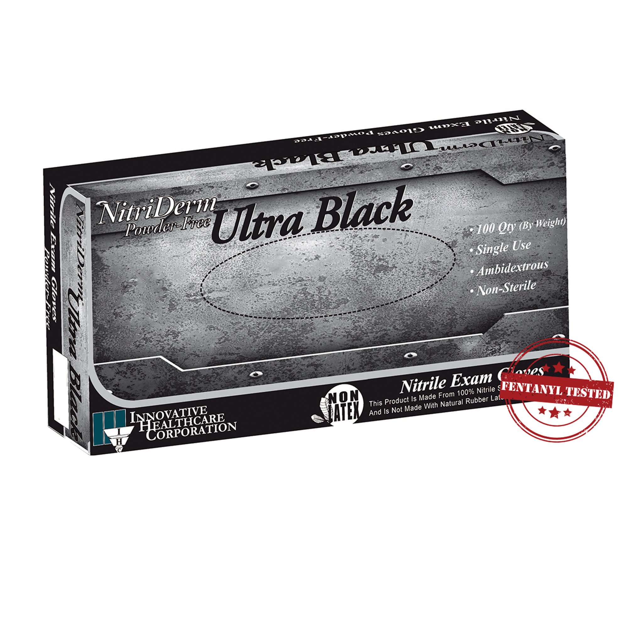 Innovative Healthcare Corp 187200 - NitriDerm® Ultra Black Nitrile Exam Glove, Medium, Black - 100/Box, 1000/Case