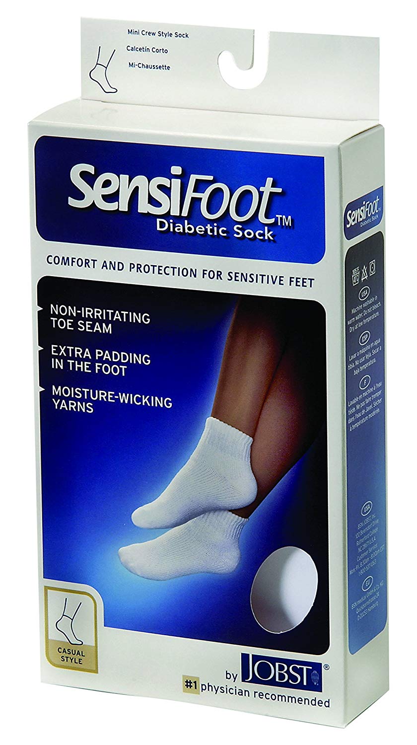 BSN Medical - 110879 Diabetic Compression Socks Jobst® Sensifoot™ Mini Crew Ankle High X-Large White Closed Toe