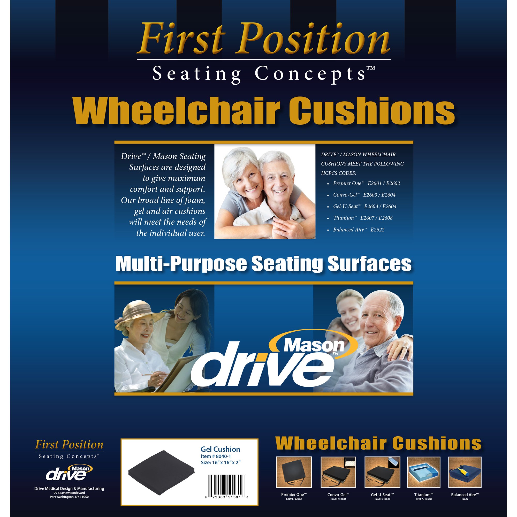 Drive DeVilbiss Healthcare - 8040-1 drive™ Gel-U-Seat™ Lite Seat Cushion