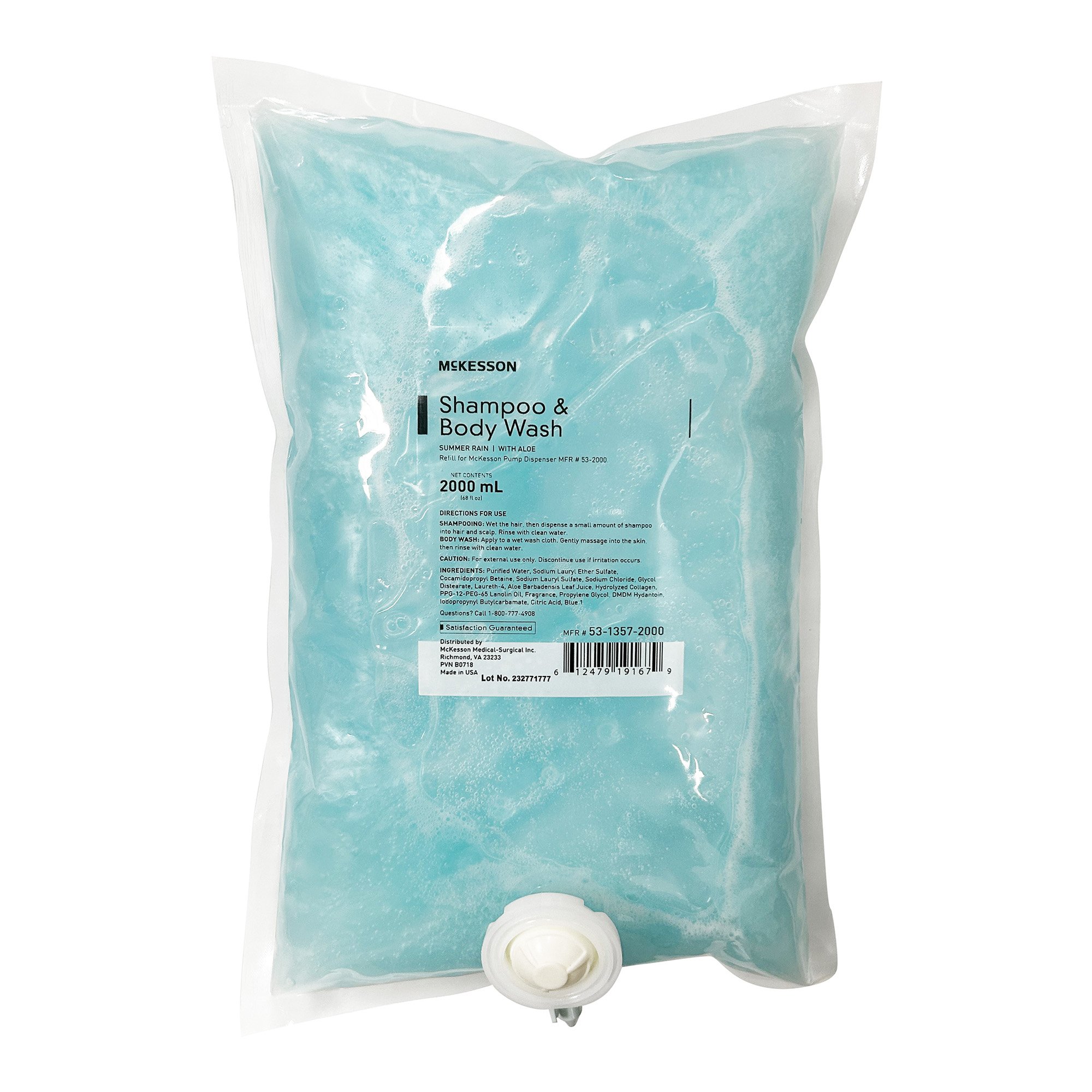 McKesson Brand 53-1357-2000 - McKesson Shampoo and Body Wash Dispenser Refill Bag 2000 mL, Summer Rain - 1/Each, 4/Case
