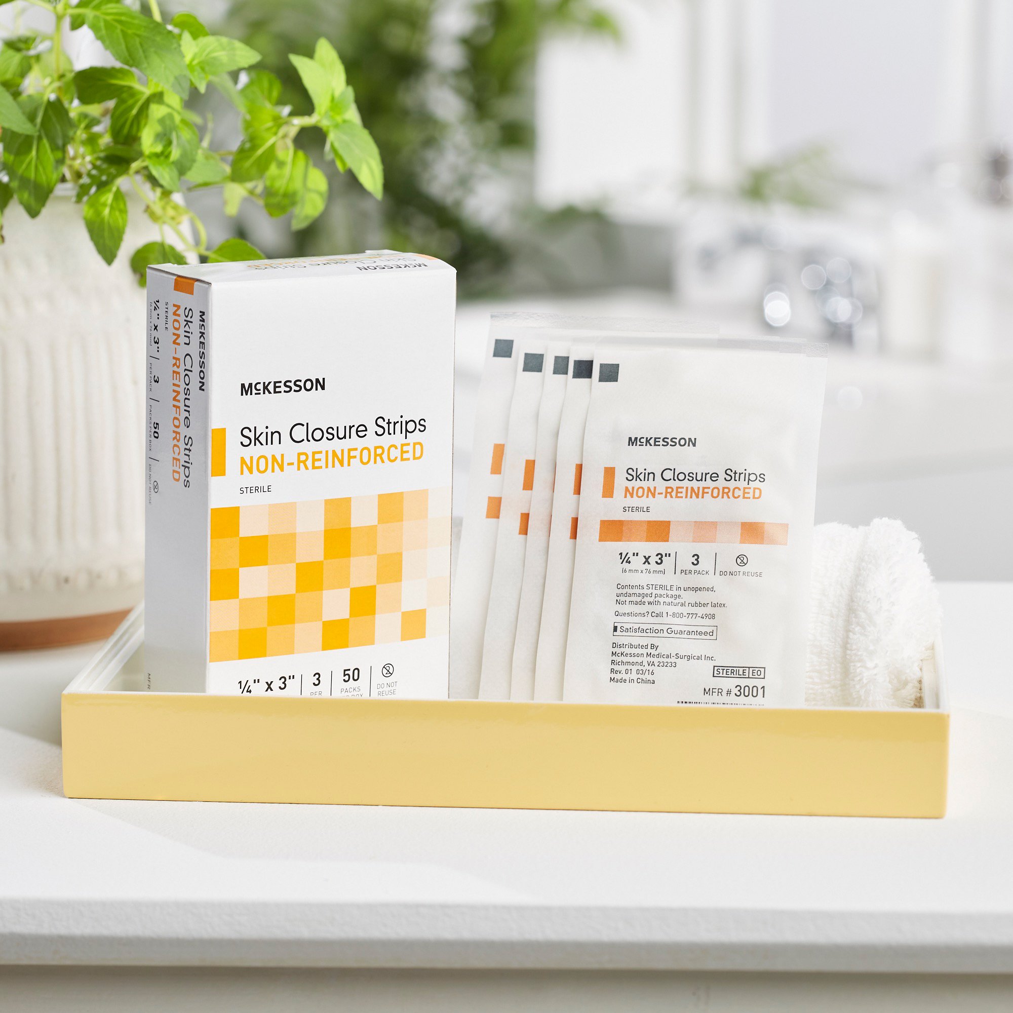 McKesson Brand 3001 - McKesson Nonreinforced Skin Closure Strip, 1/4 x 3 Inch - 1/Pack, 50/Box, 200/Case