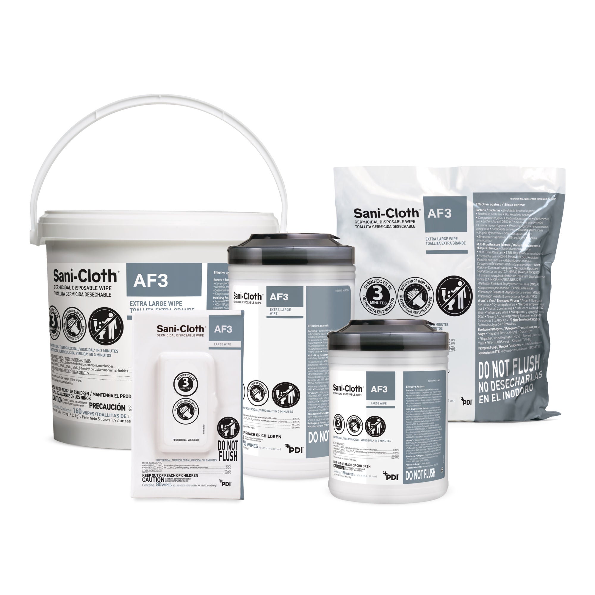Professional Disposables - P2450P Surface Disinfectant Cleaner Refill Sani-Cloth® AF3 Premoistened Germicidal Manual Pull Wipe 160 Count Bag Mild Scent NonSterile