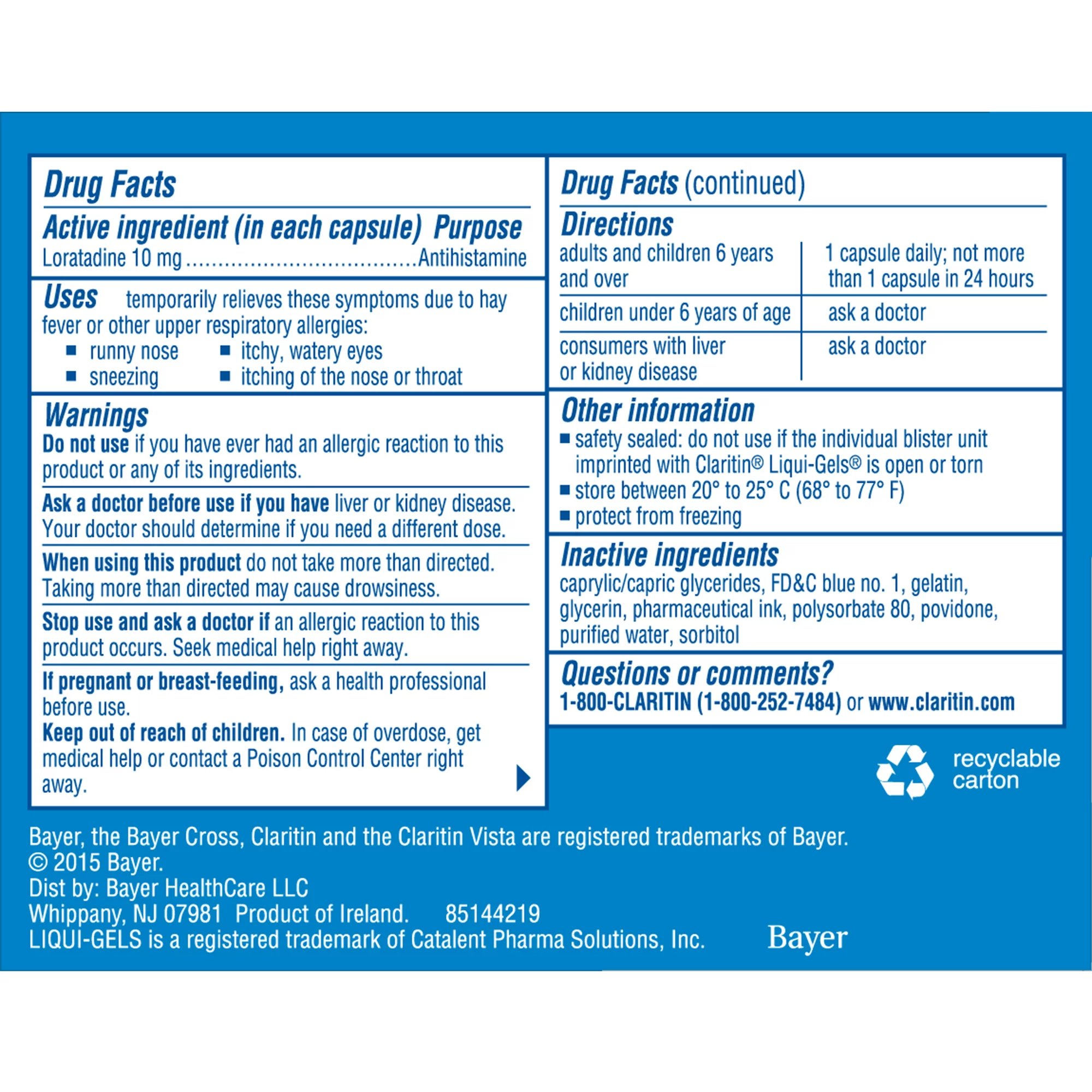 MSD Consumer Care 11523720006 - Claritin® Liquigels® Loratadine Allergy Relief - 1/Box