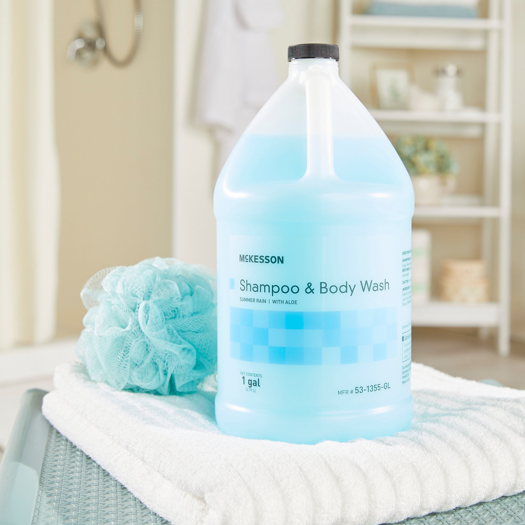 McKesson Brand 53-1355-GL - McKesson two-in-one shampoo and Body Wash, Summer Rain Scent, 1 Gallon Jug - 1/Each, 4/Case