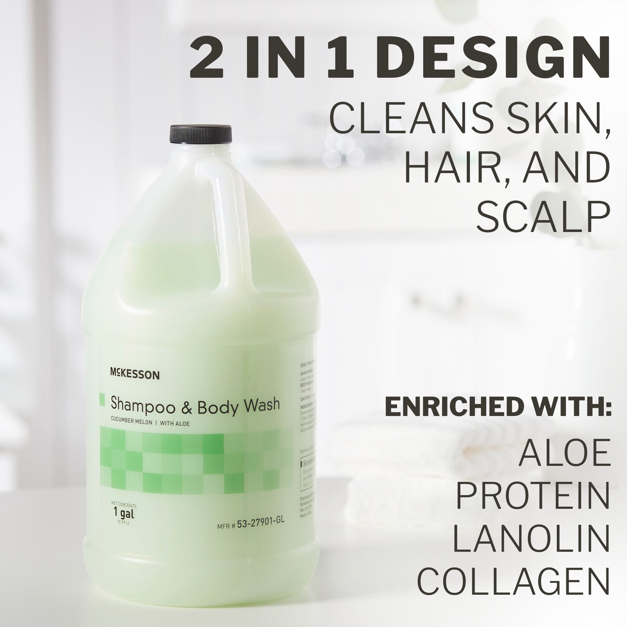 McKesson Brand 53-27901-GL - McKesson 2-in-1 Shampoo and Body Wash, Cucumber Melon Scent, 1 Gallon Jug - 1/Each, 4/Case