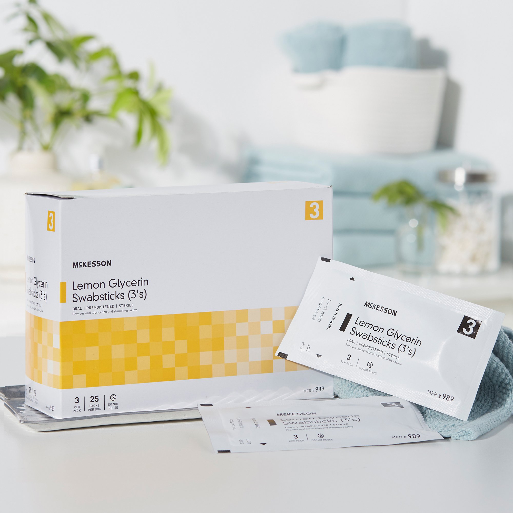 McKesson Brand 989 - McKesson Oral Swabstick, Lemon Glycerin, Sterile - 1/Each, 25/Box, 250/Case