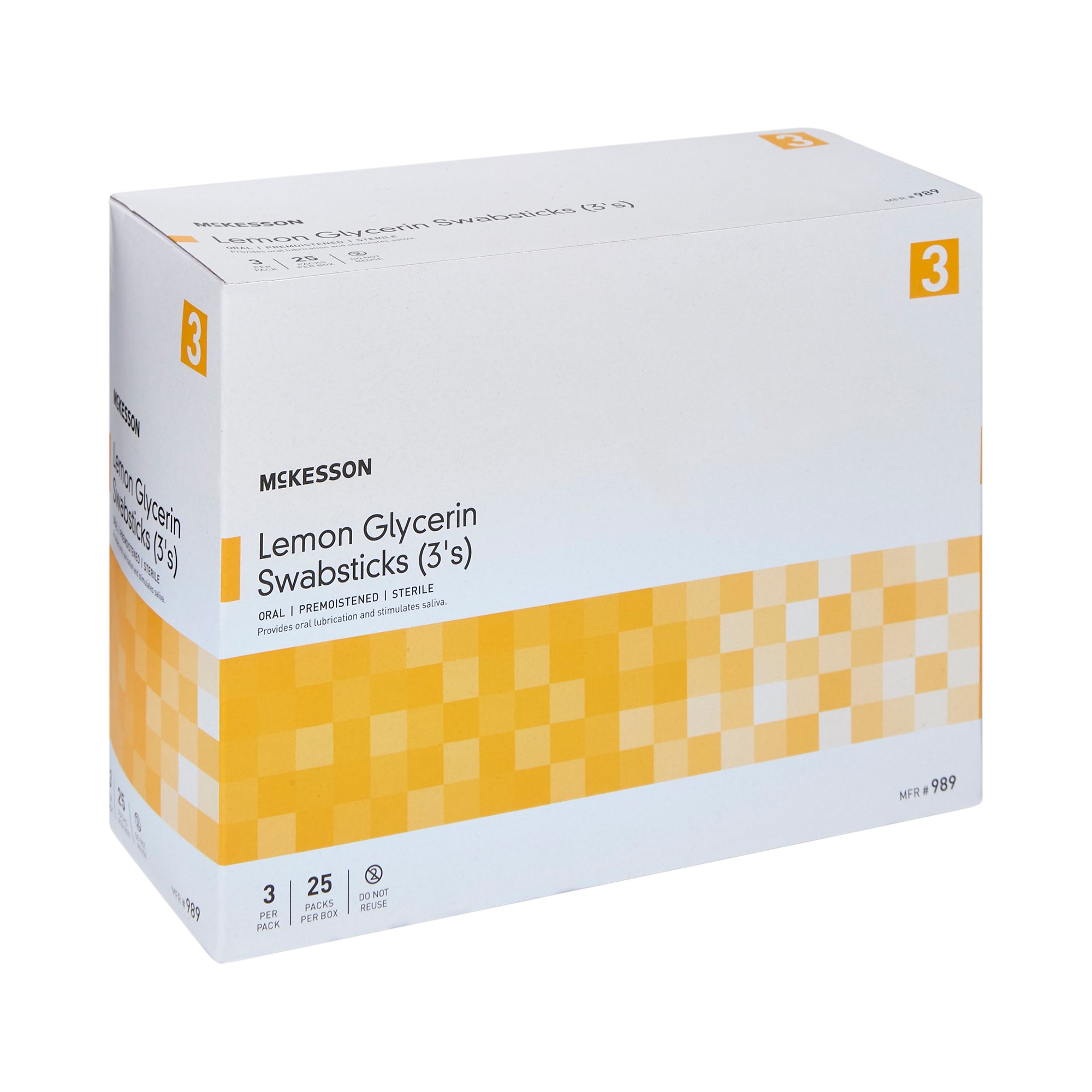 McKesson Brand 989 - McKesson Oral Swabstick, Lemon Glycerin, Sterile - 1/Each, 25/Box, 250/Case