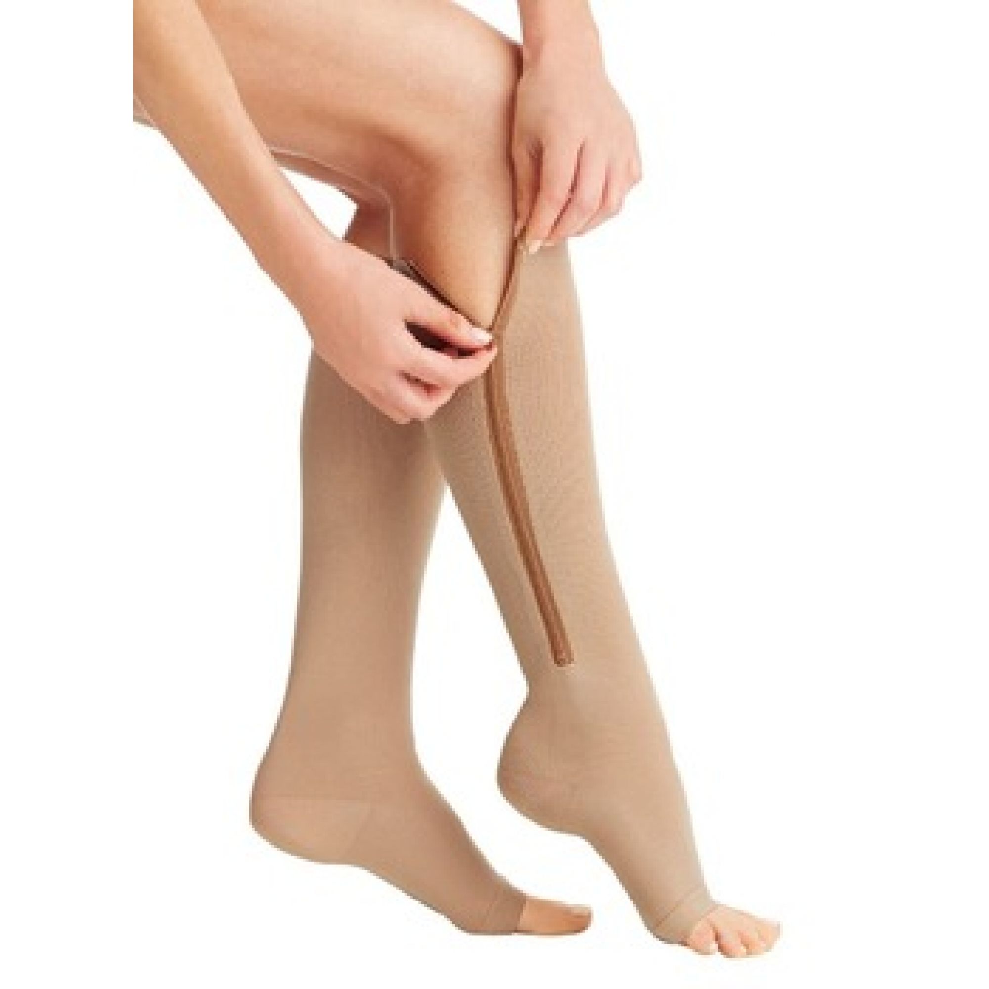 Performance Health - 081568575 Zippered Compression Stocking and Liner Jobst® UlcerCARE™ Knee High X-Large / Left Beige Closed Toe