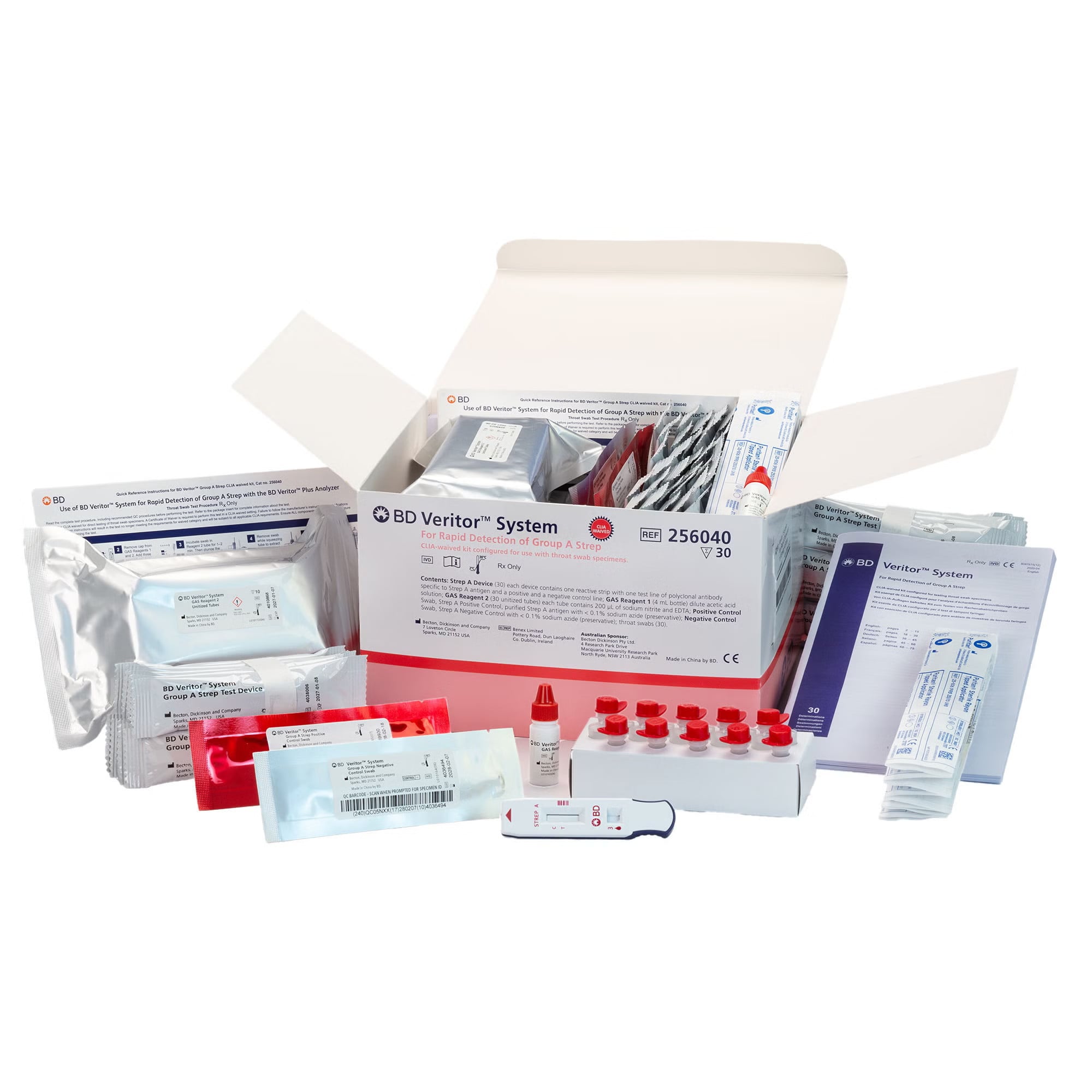BD - 256040 Respiratory Test Kit BD Veritor™ System Strep A Test 30 Tests CLIA Waived