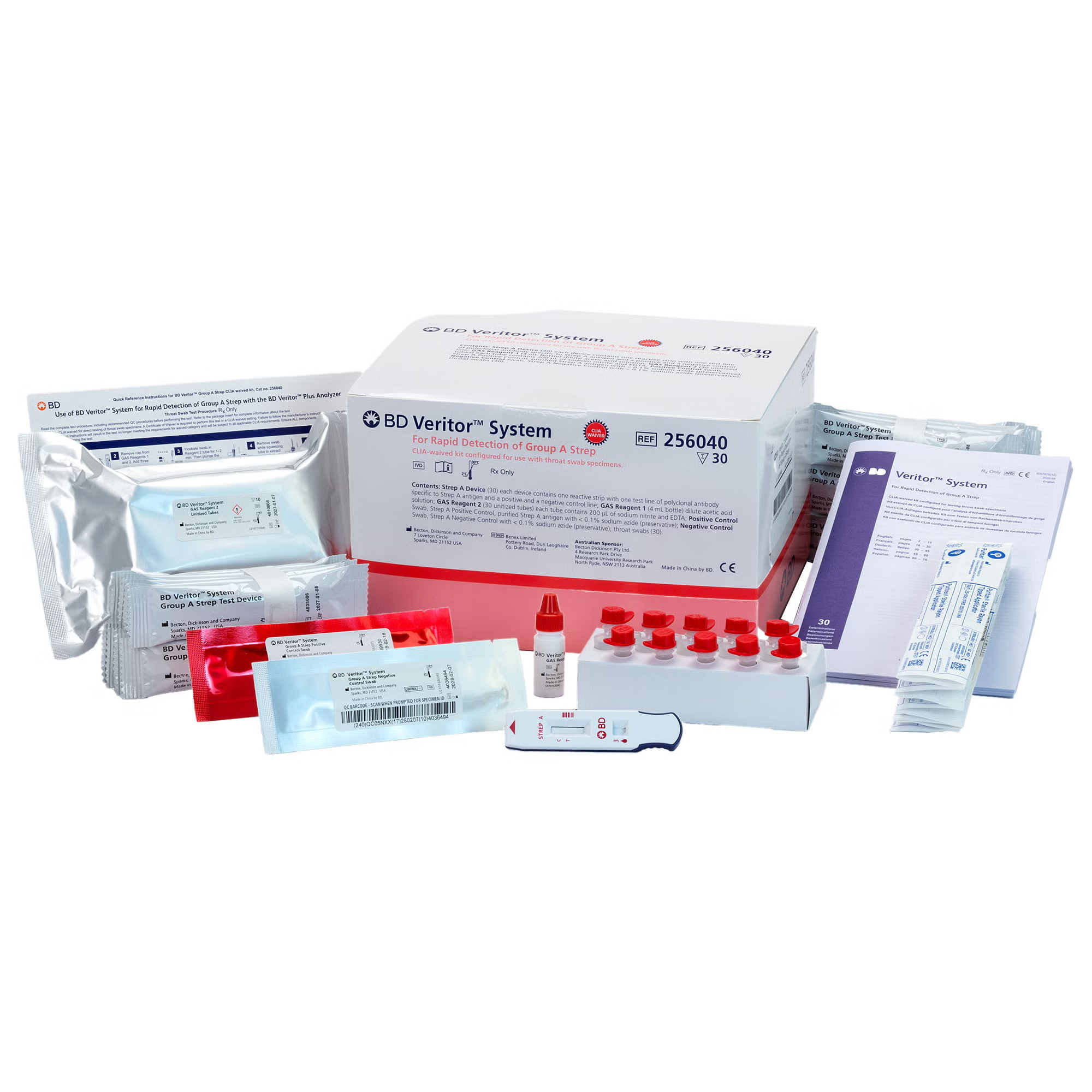 BD - 256040 Respiratory Test Kit BD Veritor™ System Strep A Test 30 Tests CLIA Waived